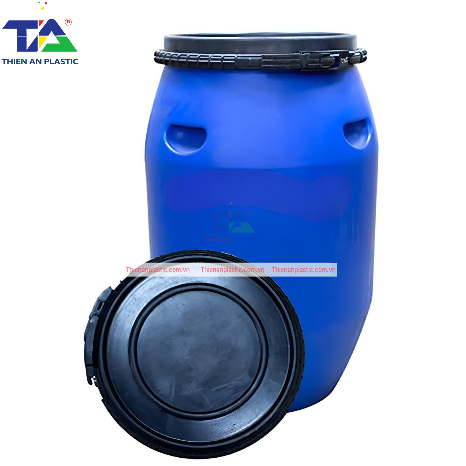 Thùng Phuy Nhựa 120 Lít Đai Nhựa (KT: Ø380  x Ø430 x H760 mm)