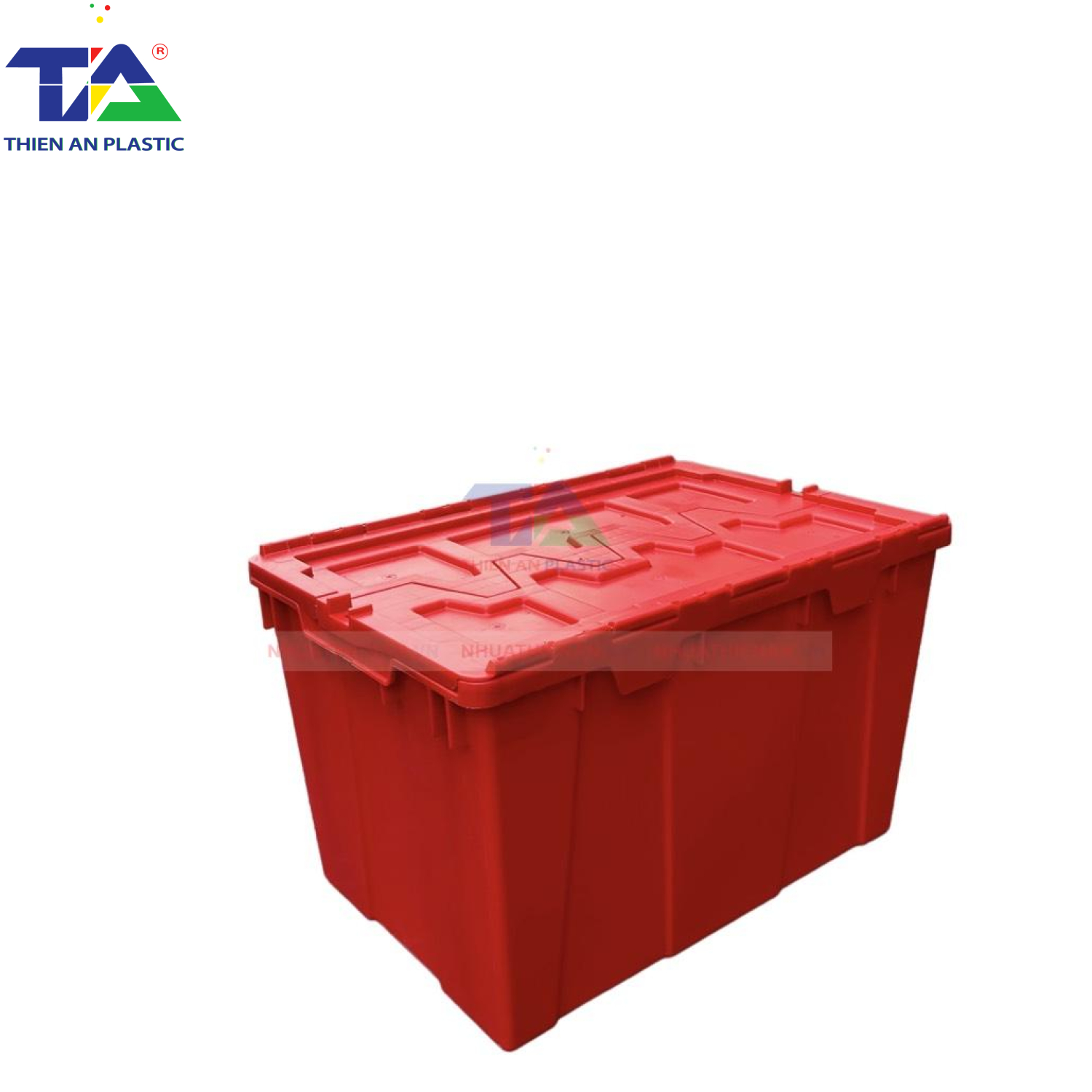 Thùng Nhựa Có Nắp Màu Đỏ (KT: 600 x 400 x 365mm)