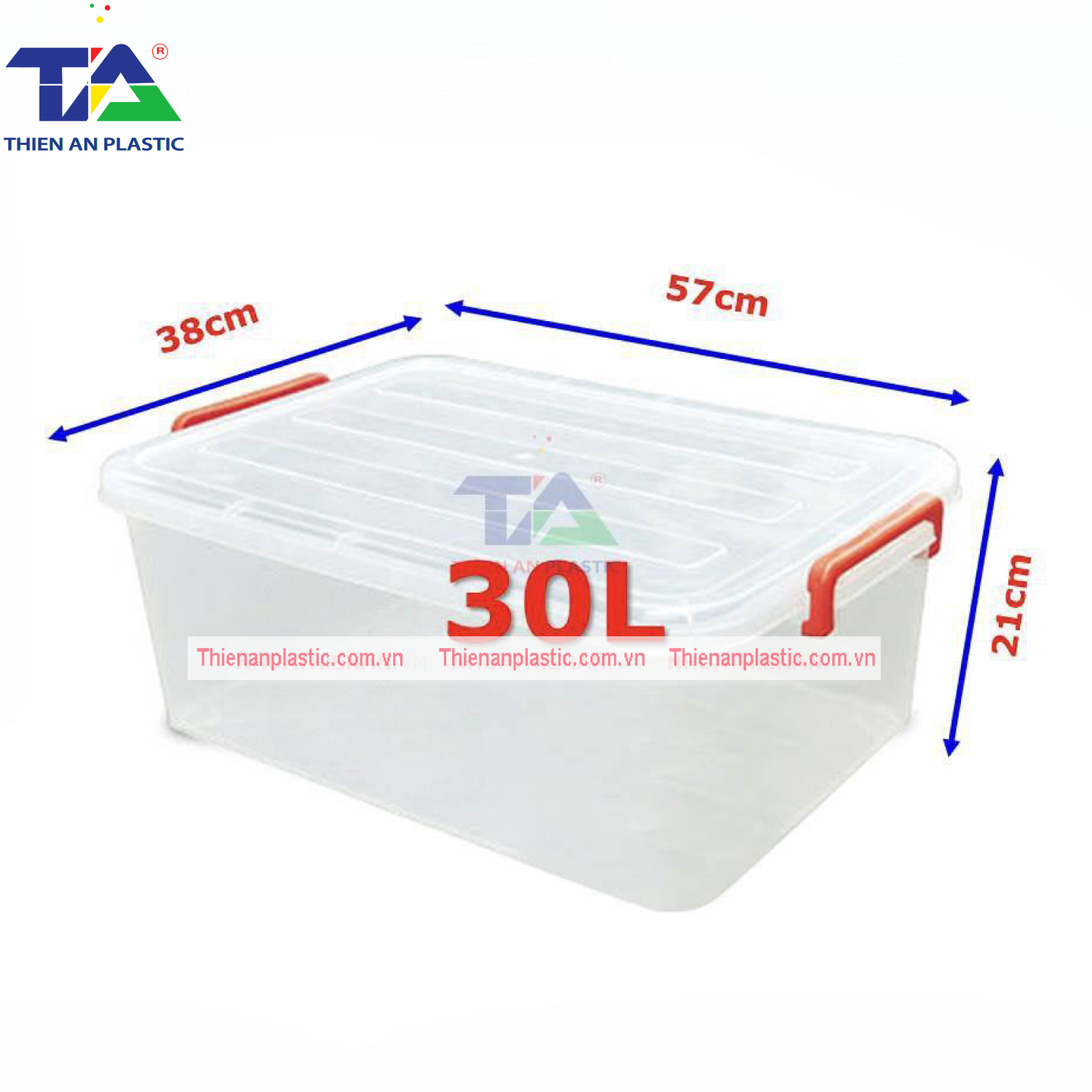Thùng Chữ Nhật Có Nắp 30 lít (KT: 570 x 380 x 210mm)