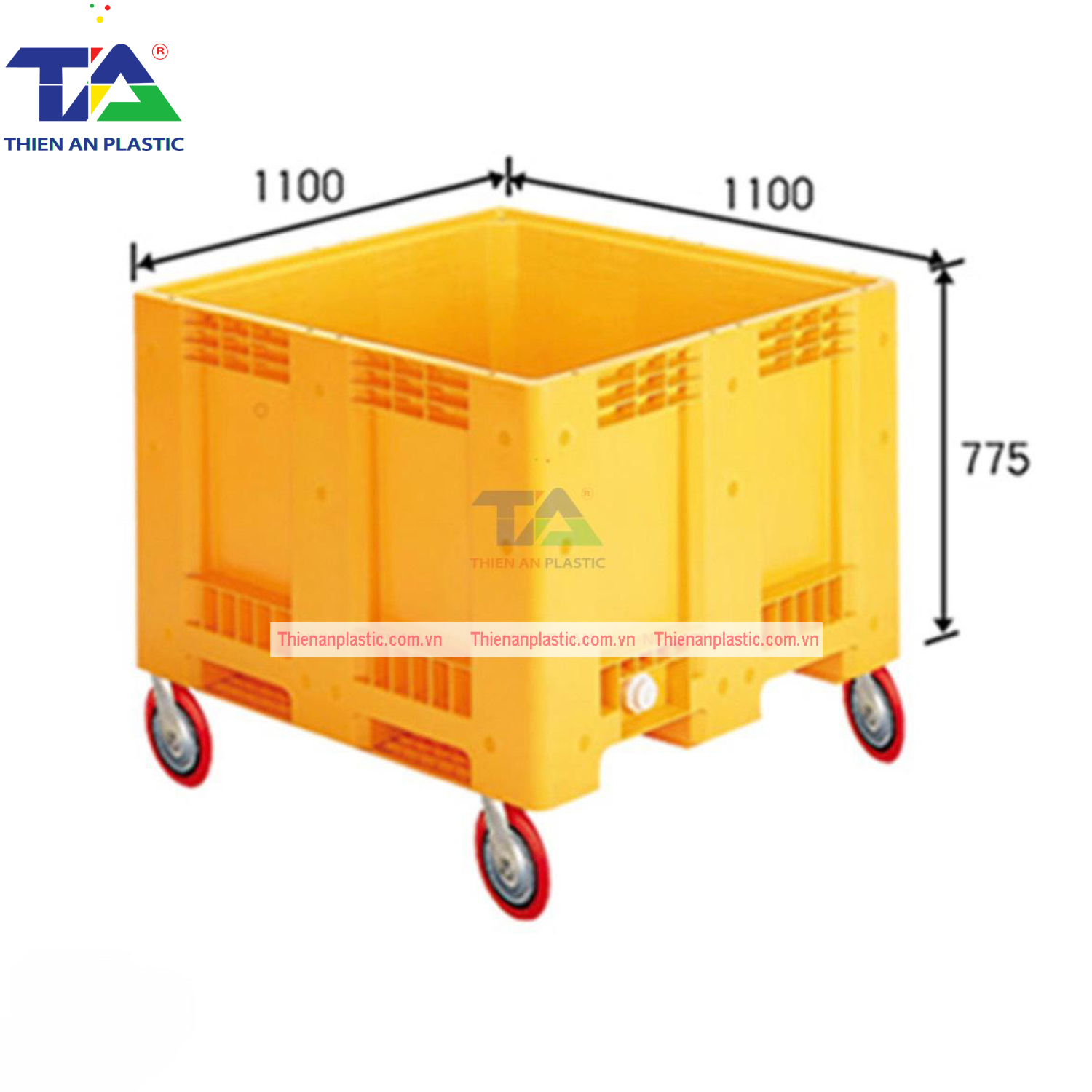 Thùng Nhựa Đặc NJB 625 (KT: 1100 x 1100 x 775mm)