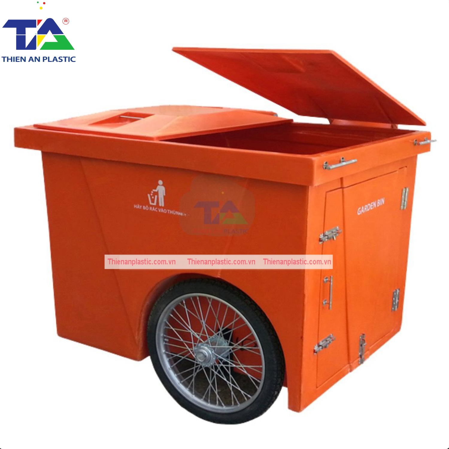 Thùng Rác Composite 1000 Lít 3 Bánh Hơi (KT: 1400 x 1030 x 1000mm)