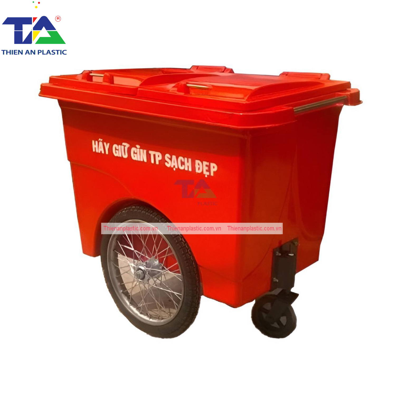 Thùng Rác Composite 660 Lít 3 Bánh Hơi (KT: 1350 x 900 x 1150mm)
