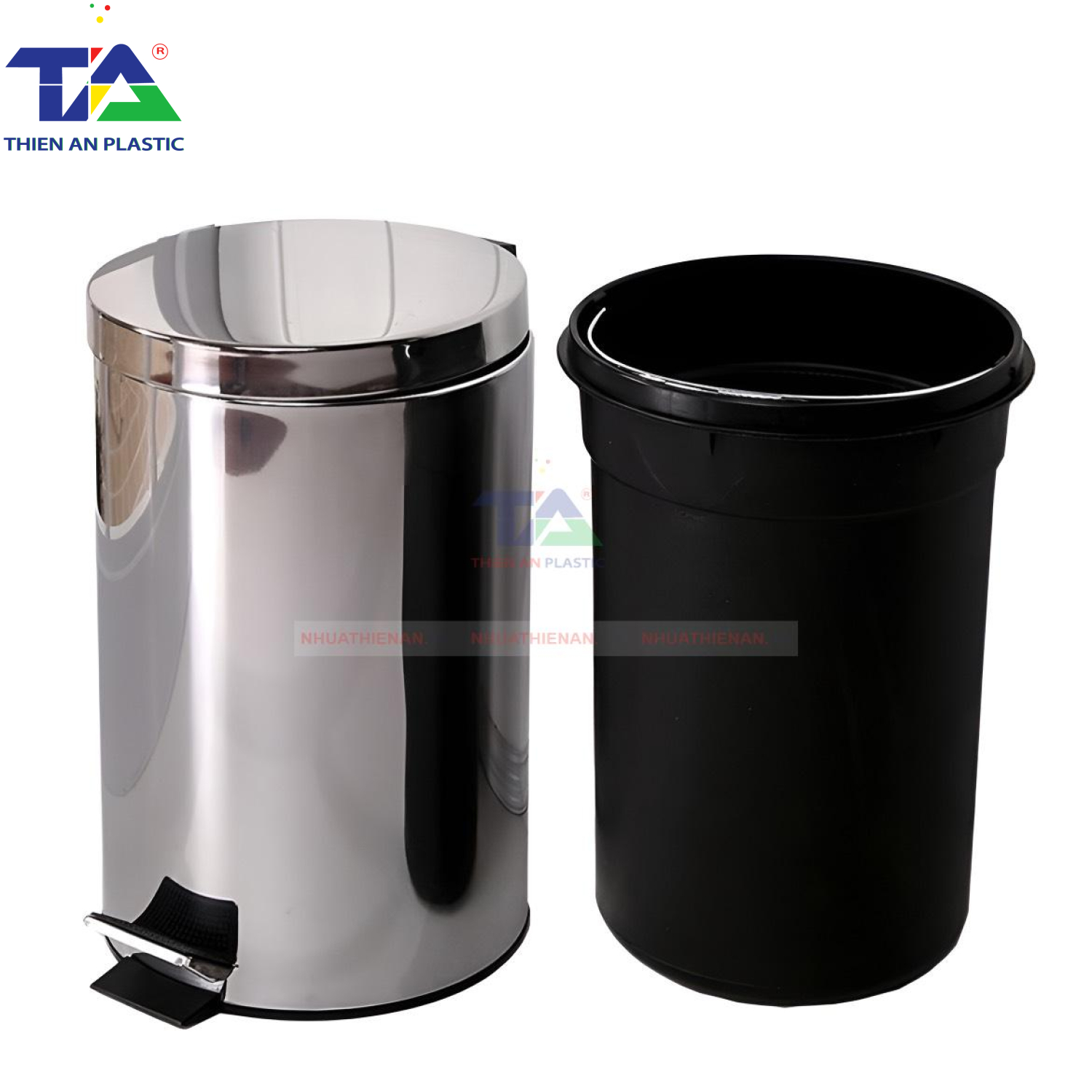 Thùng Rác Inox Đạp Chân Tròn 12L(KT: Ø250 x 395mm)