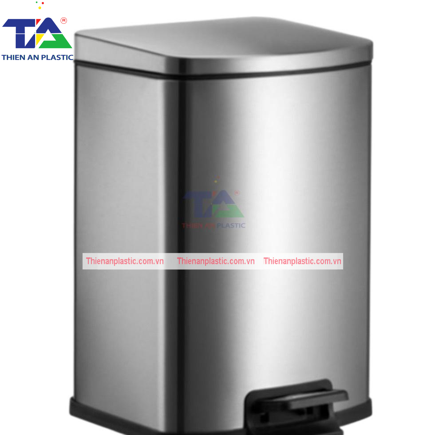 Thùng Rác Inox Đạp Chân Vuông 16L(KT: 32 x 25 x 41cm)