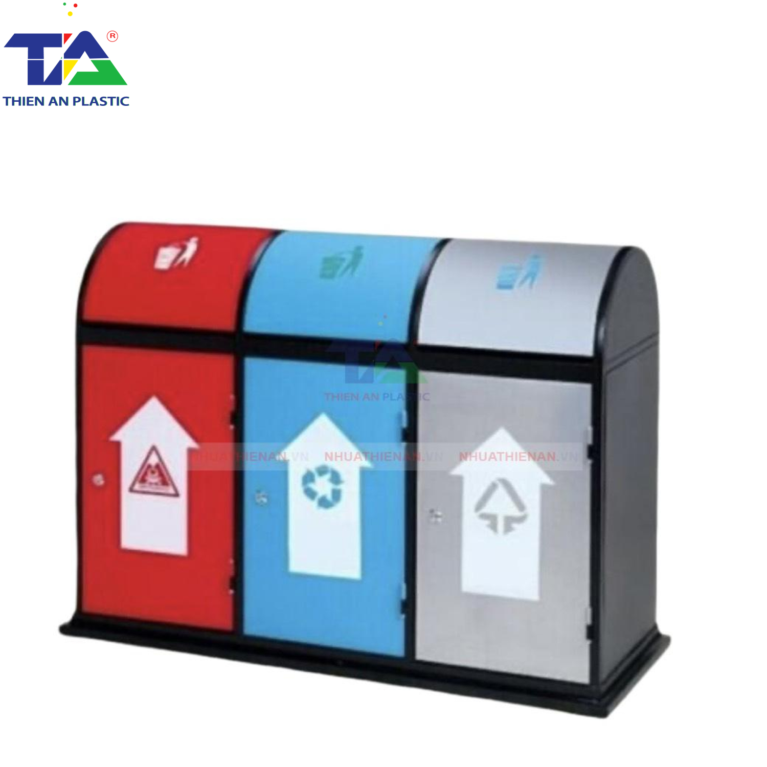 Thùng Rác Ngoài Trời 3 Ngăn(KT: 1280 x 480 x 890mm)