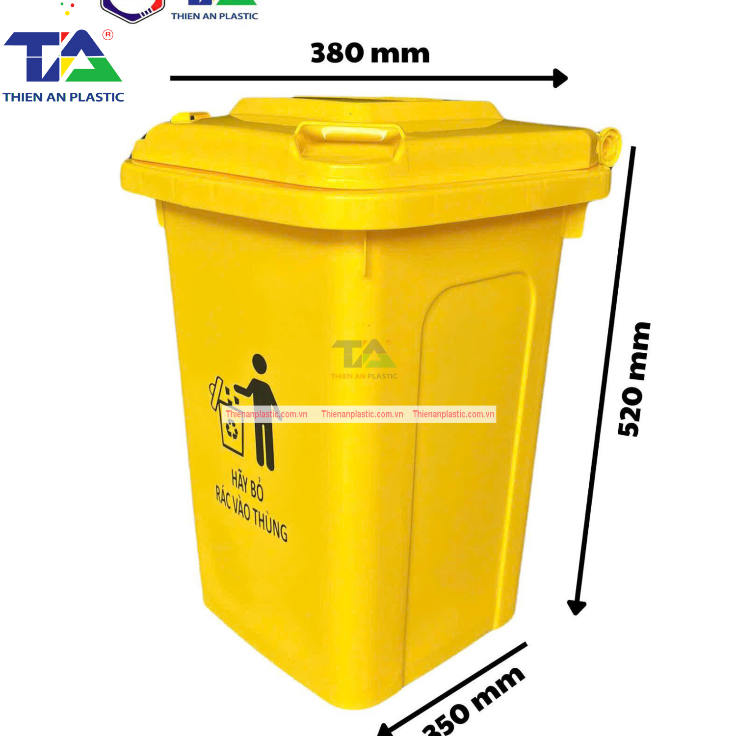 Thùng Rác Nhựa 30 Lít (KT: 380 x 350 x 520mm)