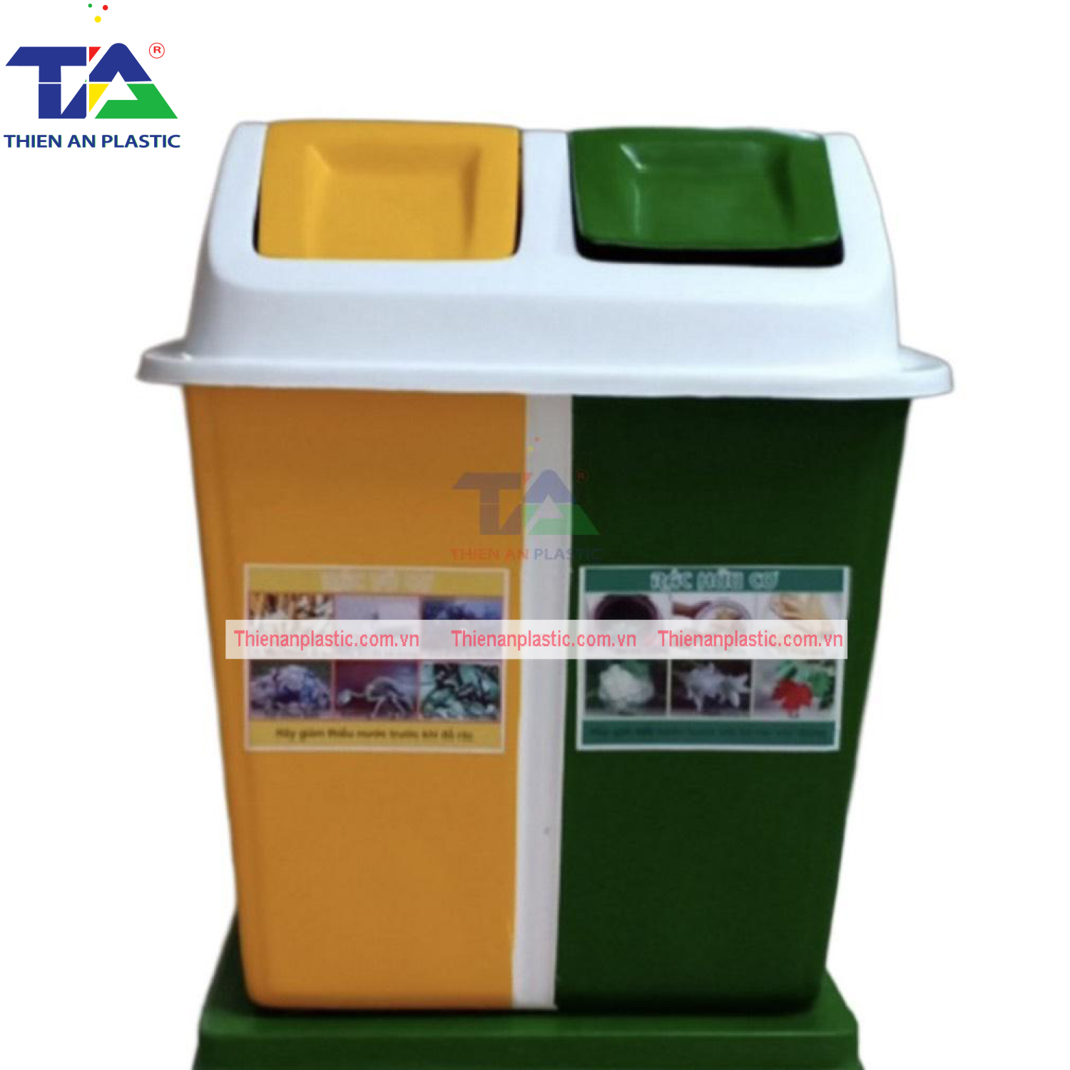 Thùng Rác Phân Loại 2 Ngăn Composite (KT: 740 x 450 x 740mm)