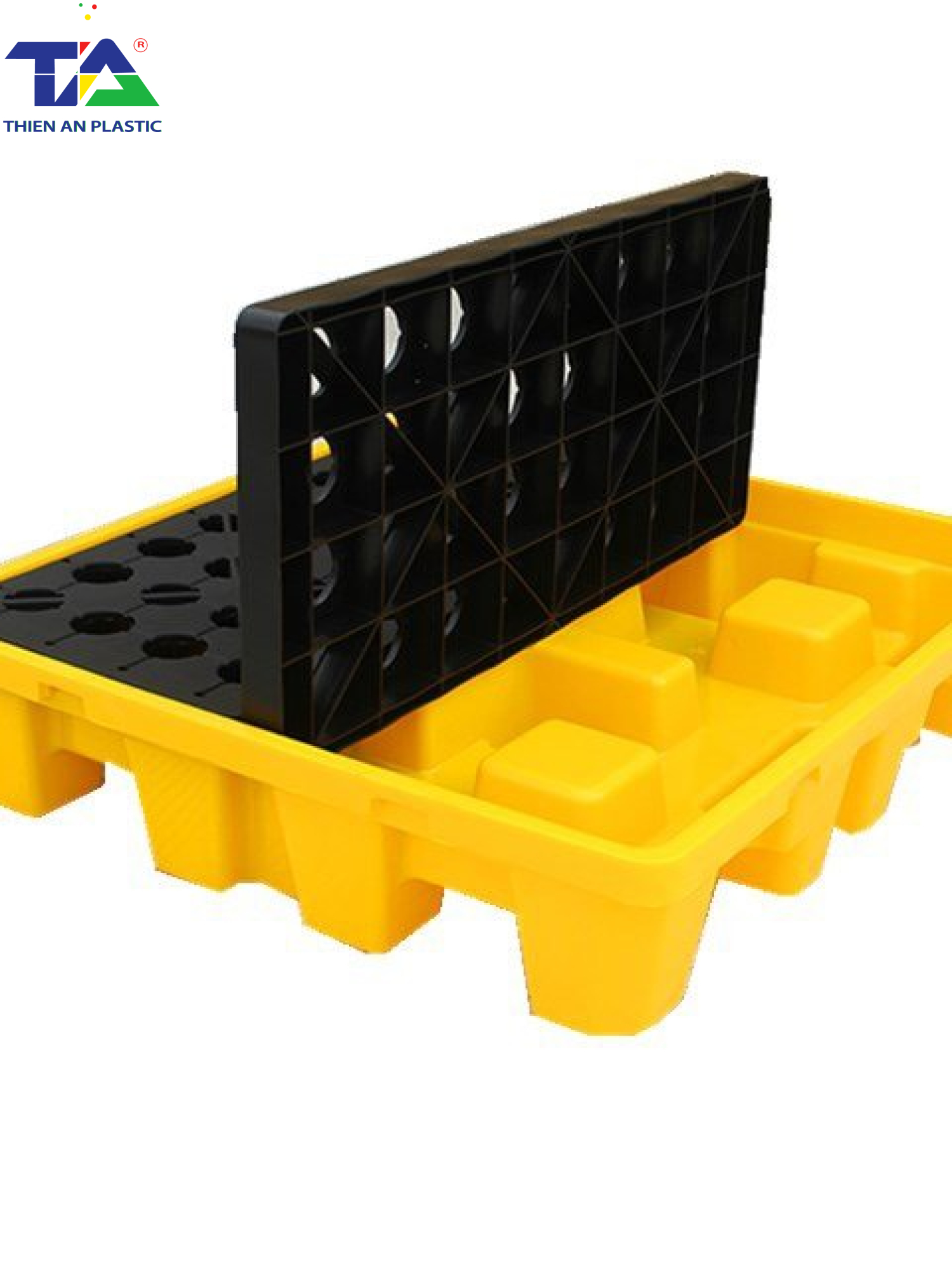 Pallet Nhựa Chống Tràn 4 Phuy Cao (KT: 1300 x 1300 x 300mm)