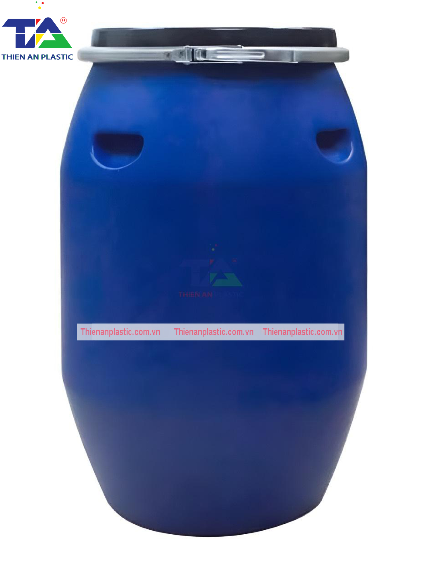 Thùng Phuy Nhựa 120 Lít Đai Sắt (KT : Ø380  x Ø430 x H760 mm)