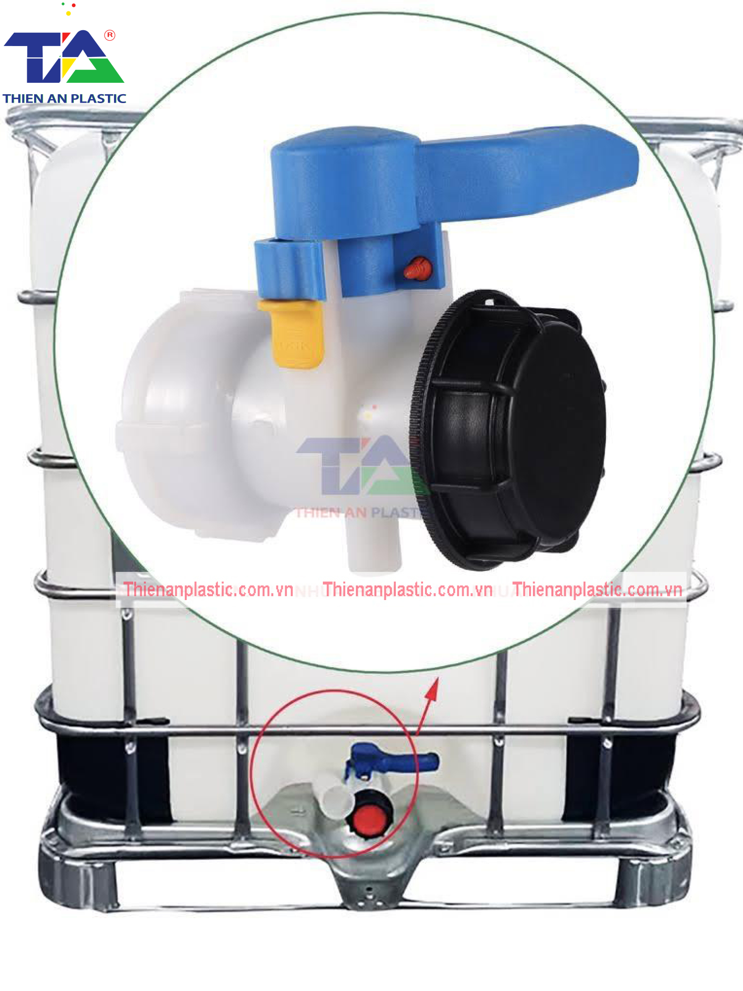 Tank Nhựa IBC 1000 Lít Mới (KT: 1186x1000x1200mm)