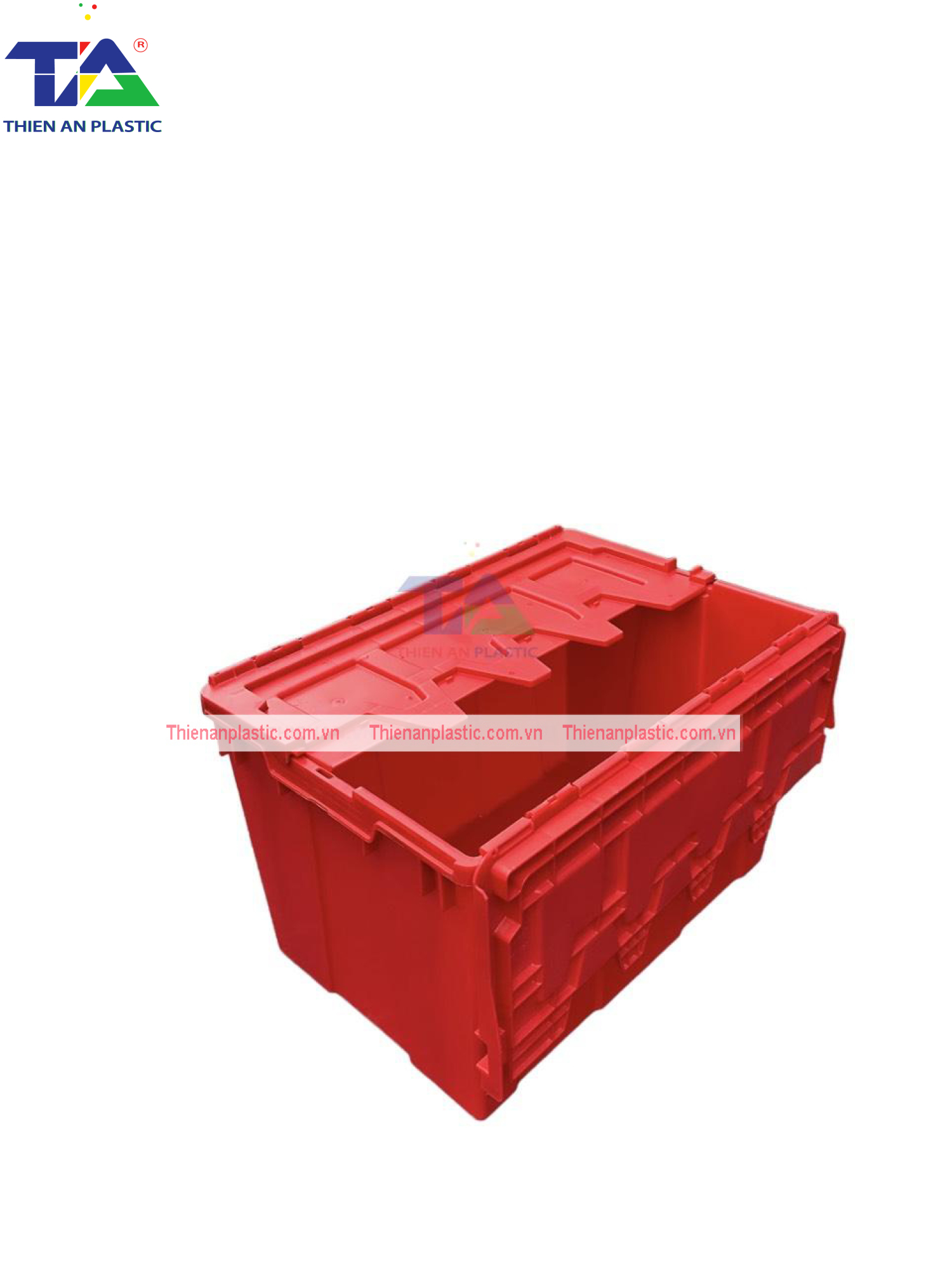 Thùng Nhựa Có Nắp Màu Đỏ (KT: 600 x 400 x 365mm)