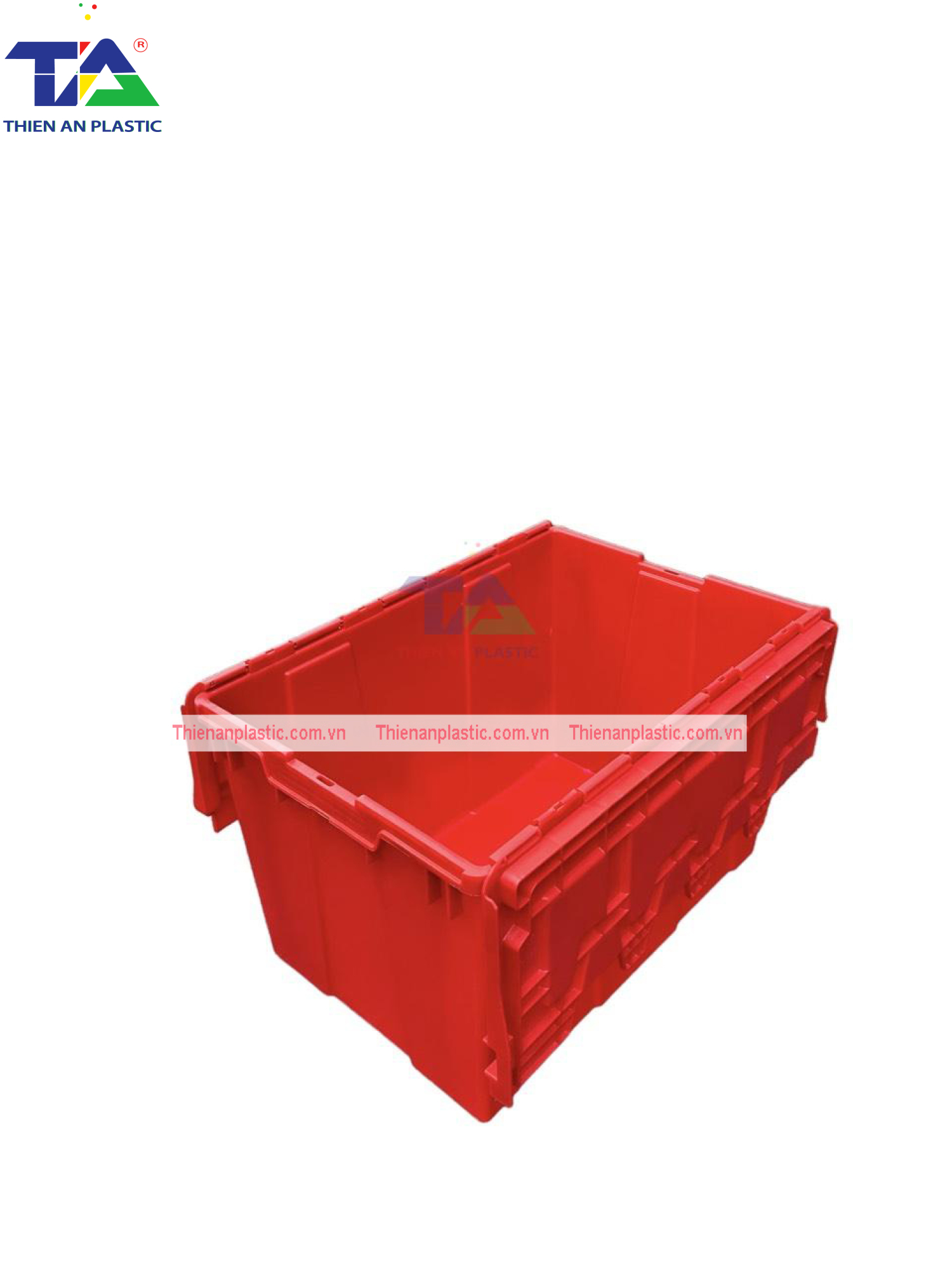 Thùng Nhựa Có Nắp Màu Đỏ (KT: 600 x 400 x 365mm)