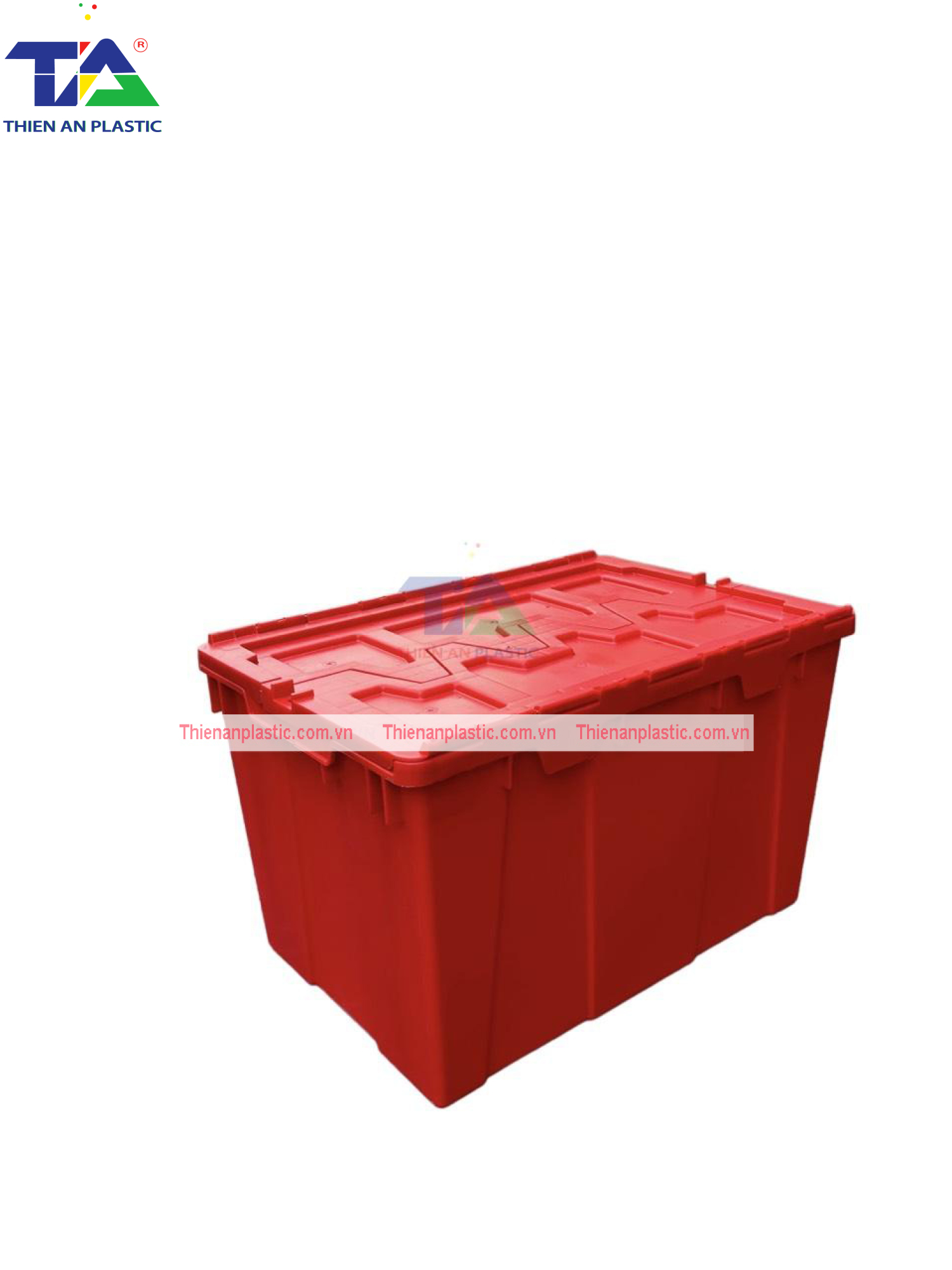 Thùng Nhựa Có Nắp Màu Đỏ (KT: 600 x 400 x 365mm)