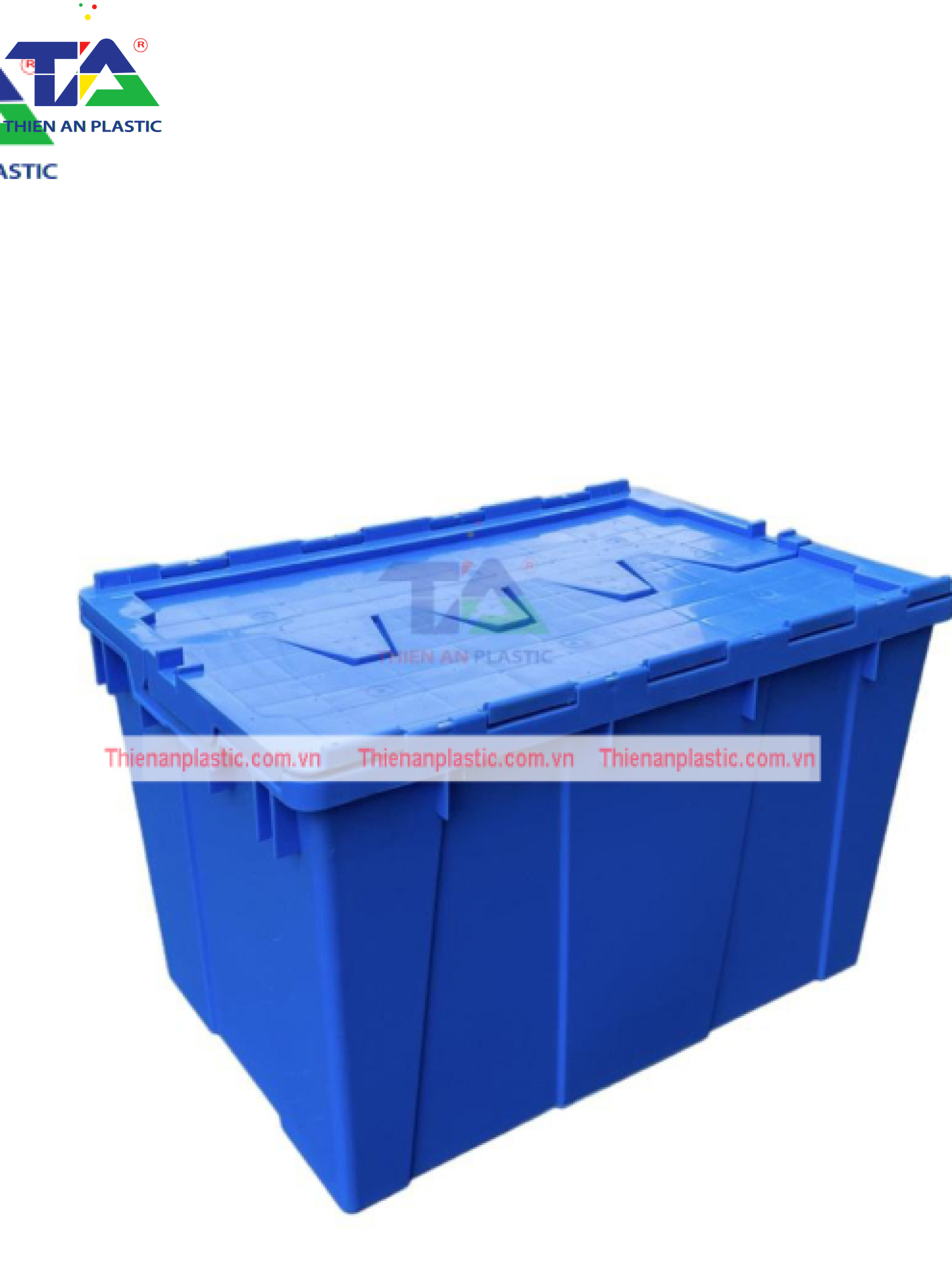 Thùng Nhựa Có Nắp Màu Đỏ (KT: 600 x 400 x 365mm)