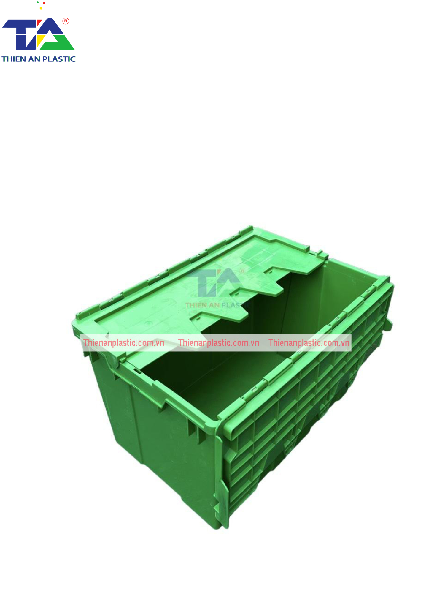 Thùng Nhựa Có Nắp Màu Lá (KT: 600 x 400 x 365mm)