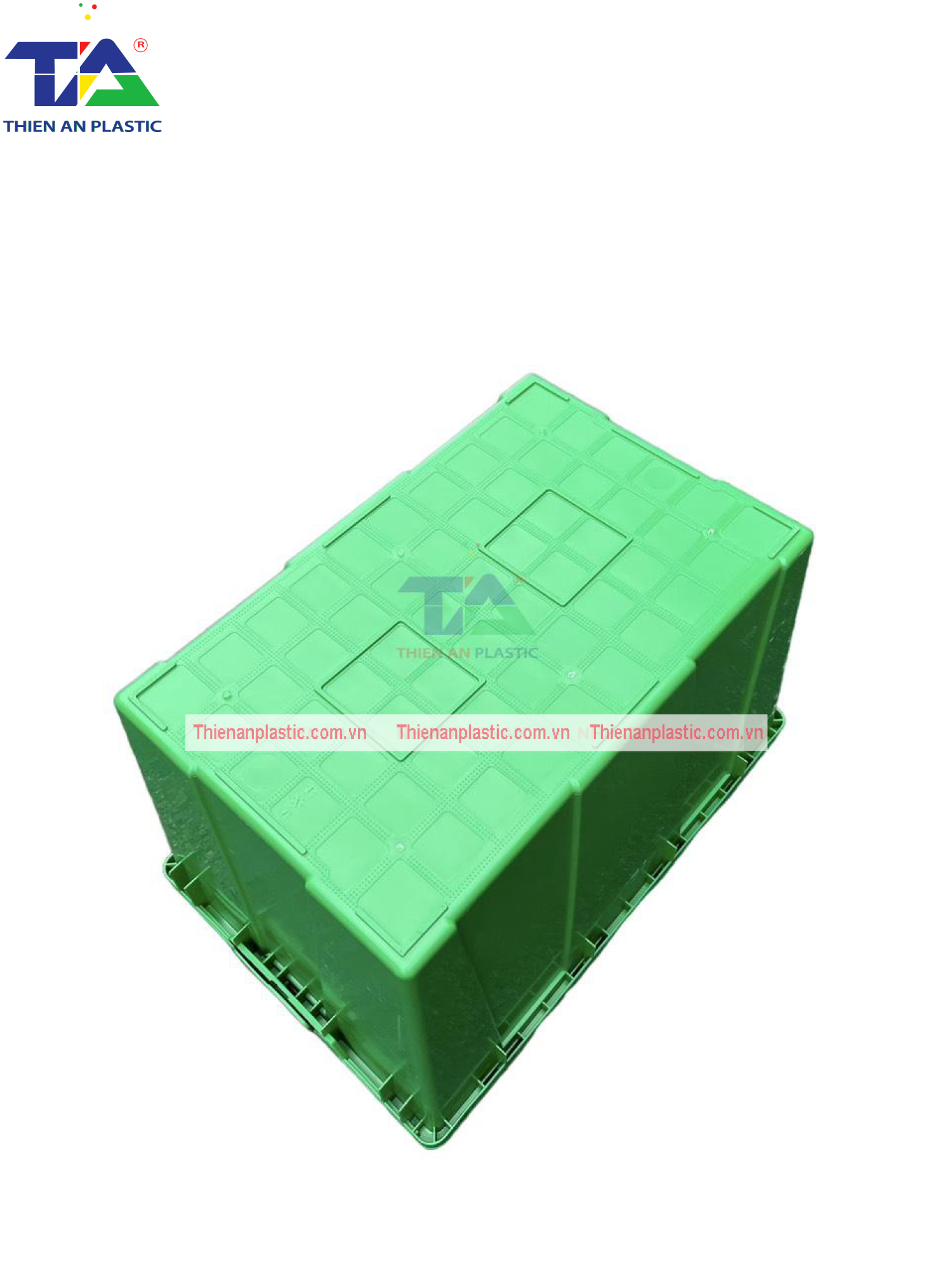 Thùng Nhựa Có Nắp Màu Lá (KT: 600 x 400 x 365mm)