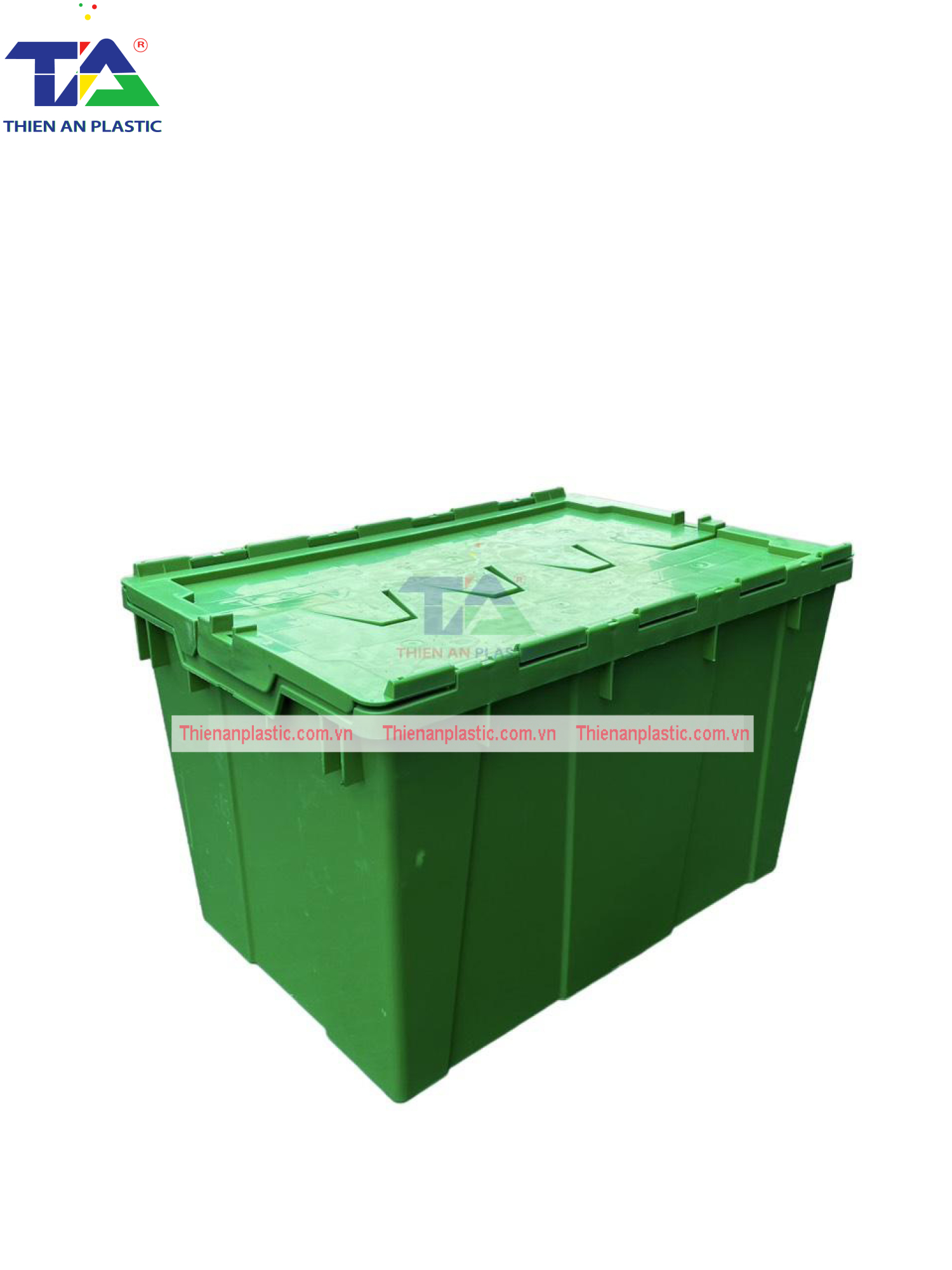 Thùng Nhựa Có Nắp Màu Lá (KT: 600 x 400 x 365mm)