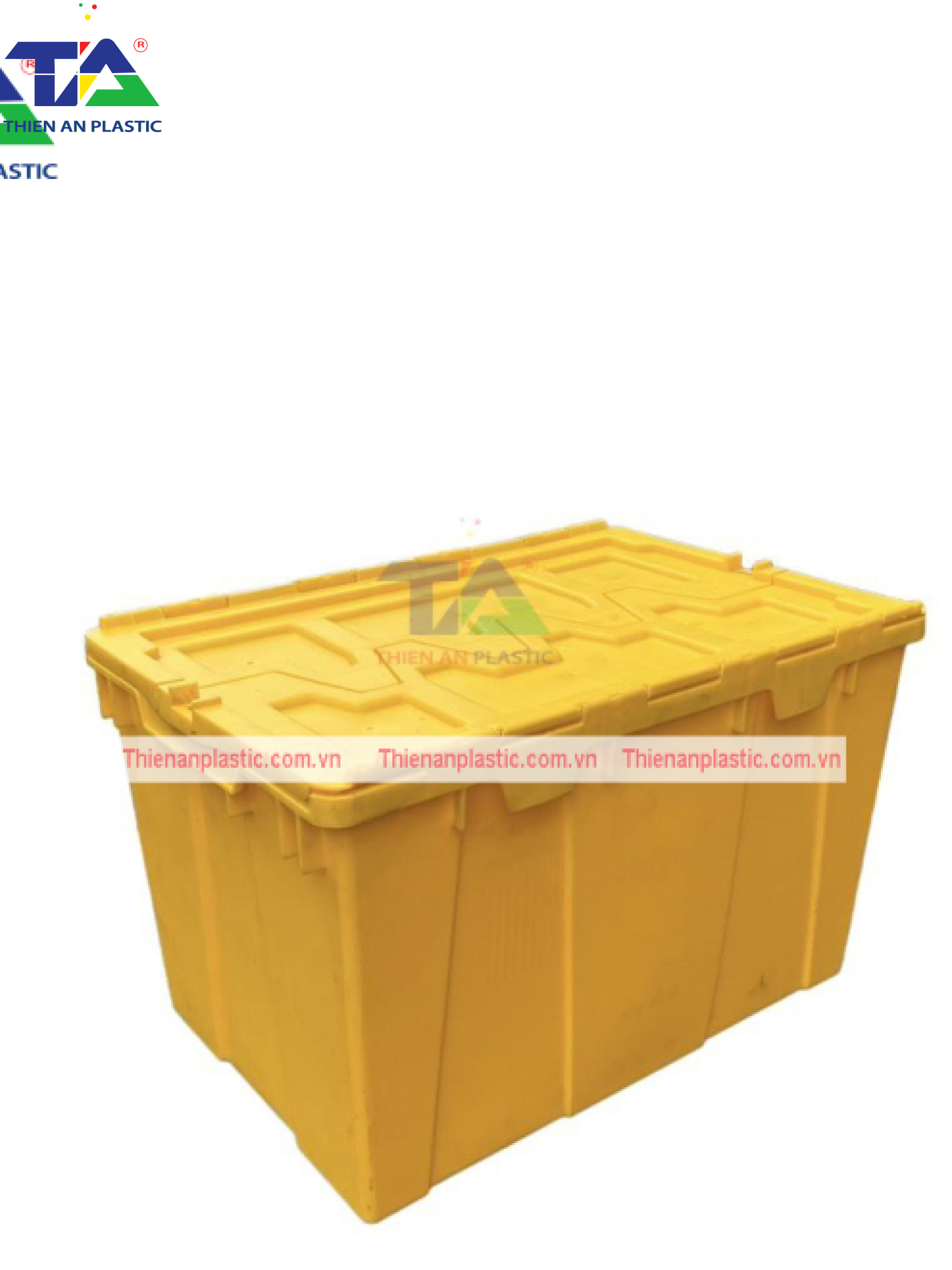 Thùng Nhựa Có Nắp Màu Dương (KT: 600 x 400 x 365mm)