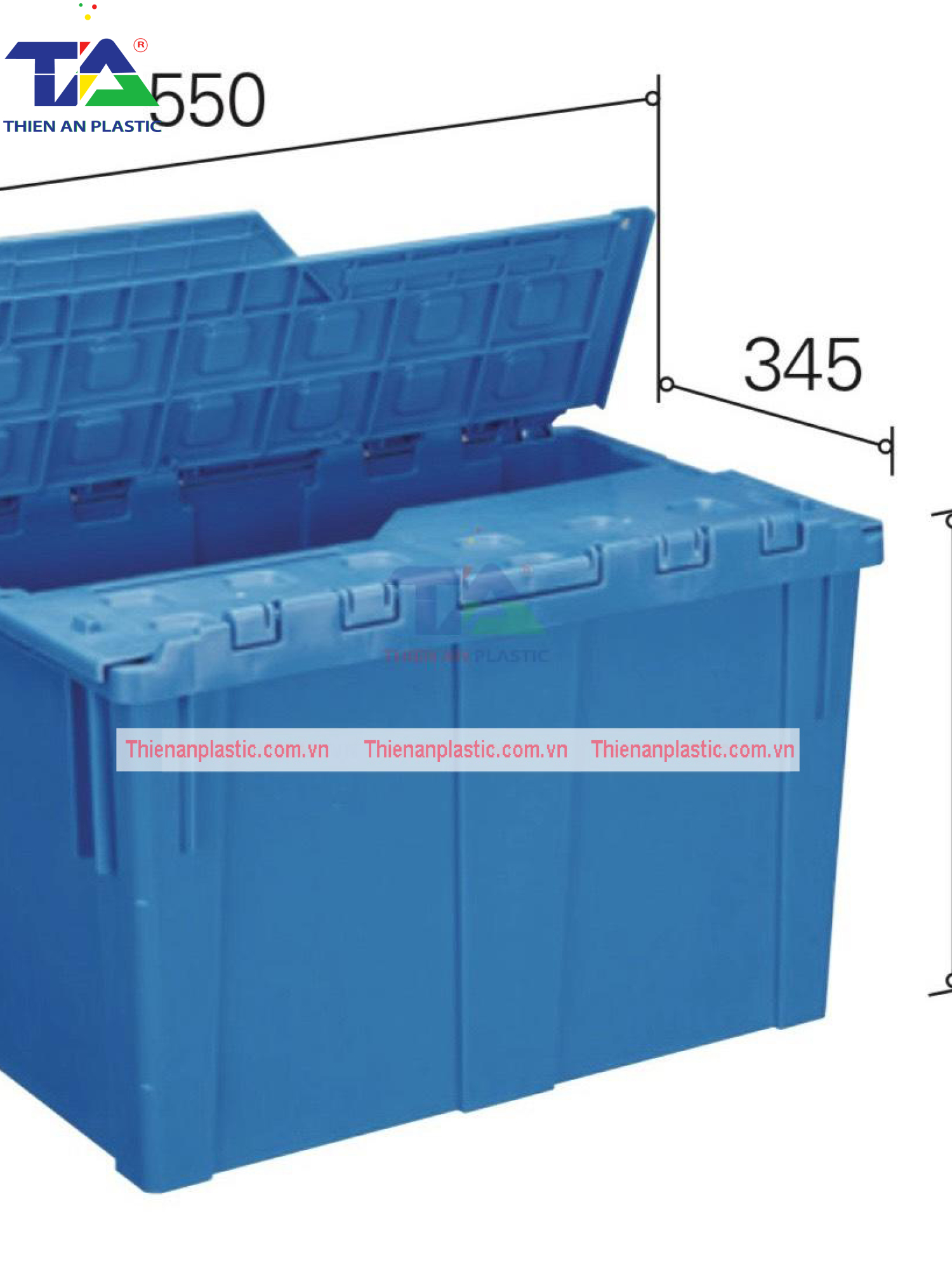 Thùng Nhựa Có Nắp NLC 902 (KT: 550 x 345 x 347mm)