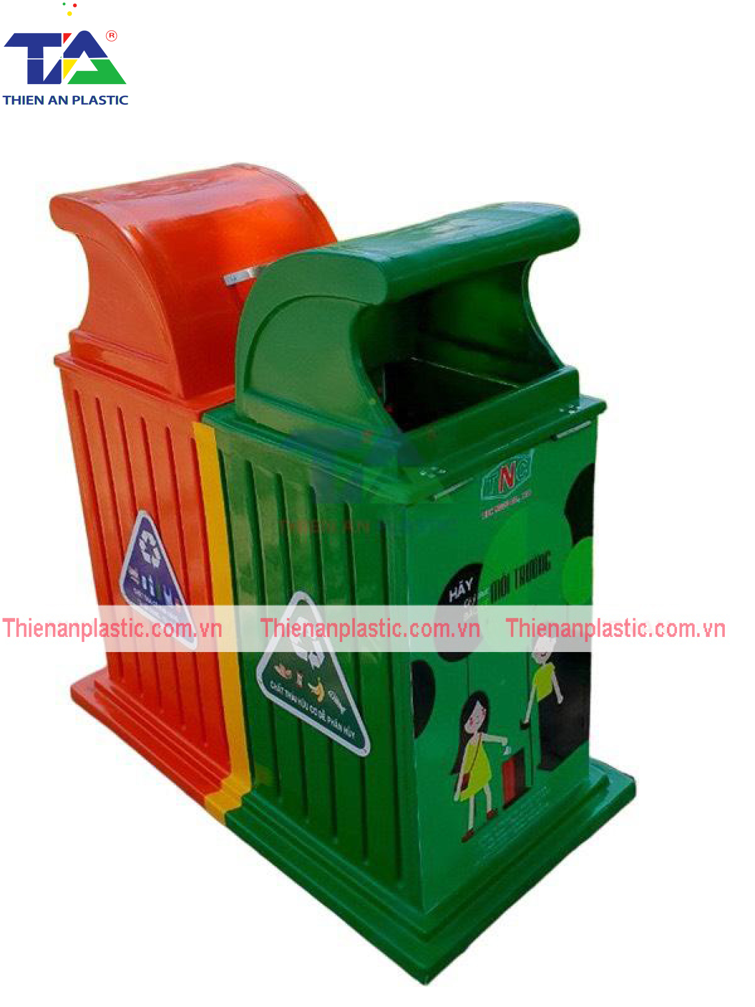 Thùng Rác Ngoài Trời 2 Ngăn(KT: 890 x 480 x 950mm)