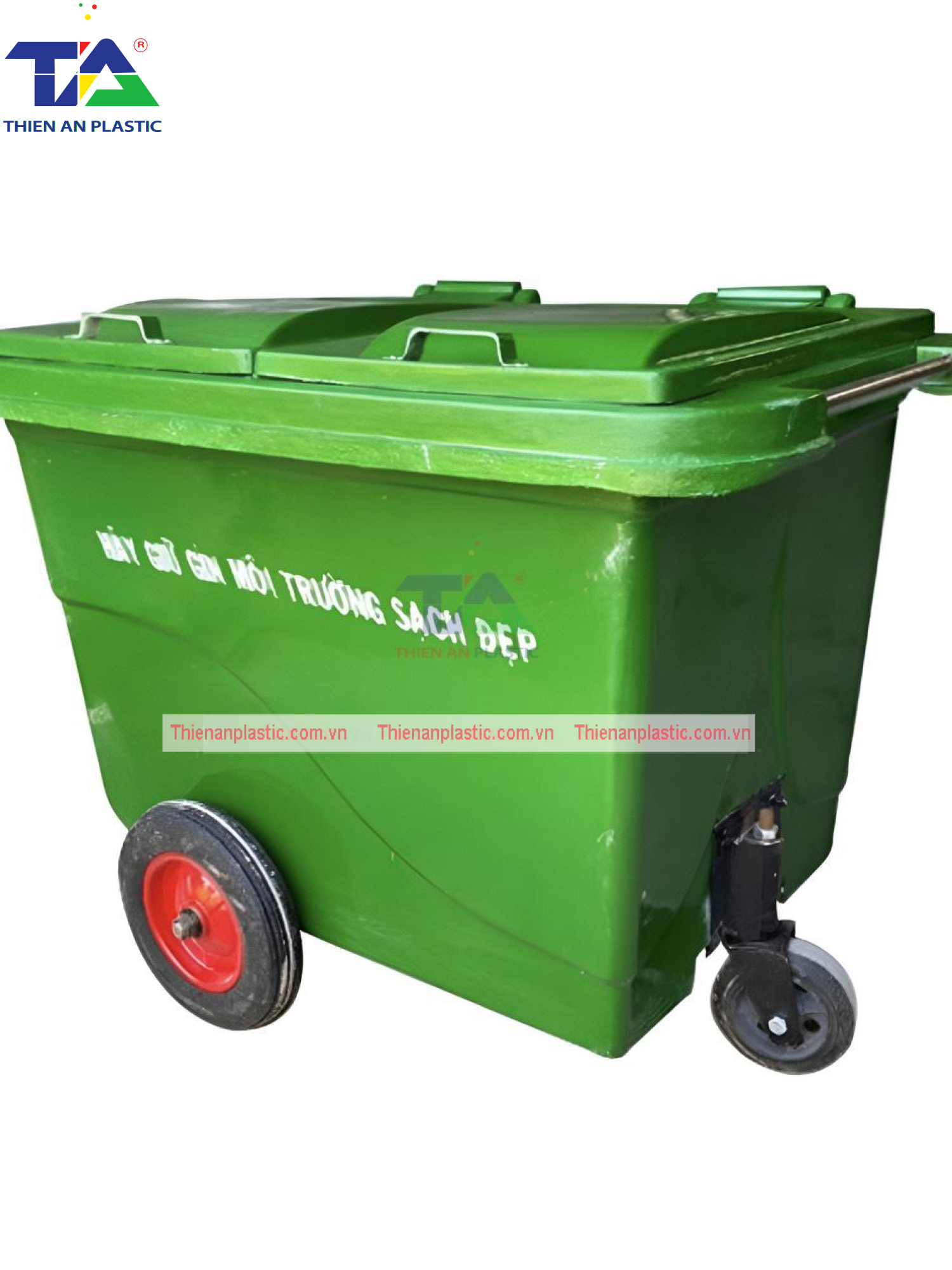 Thùng Rác Composite 660 Lít 3 Bánh Đúc (KT: 1350 x 900 x 1150mm)