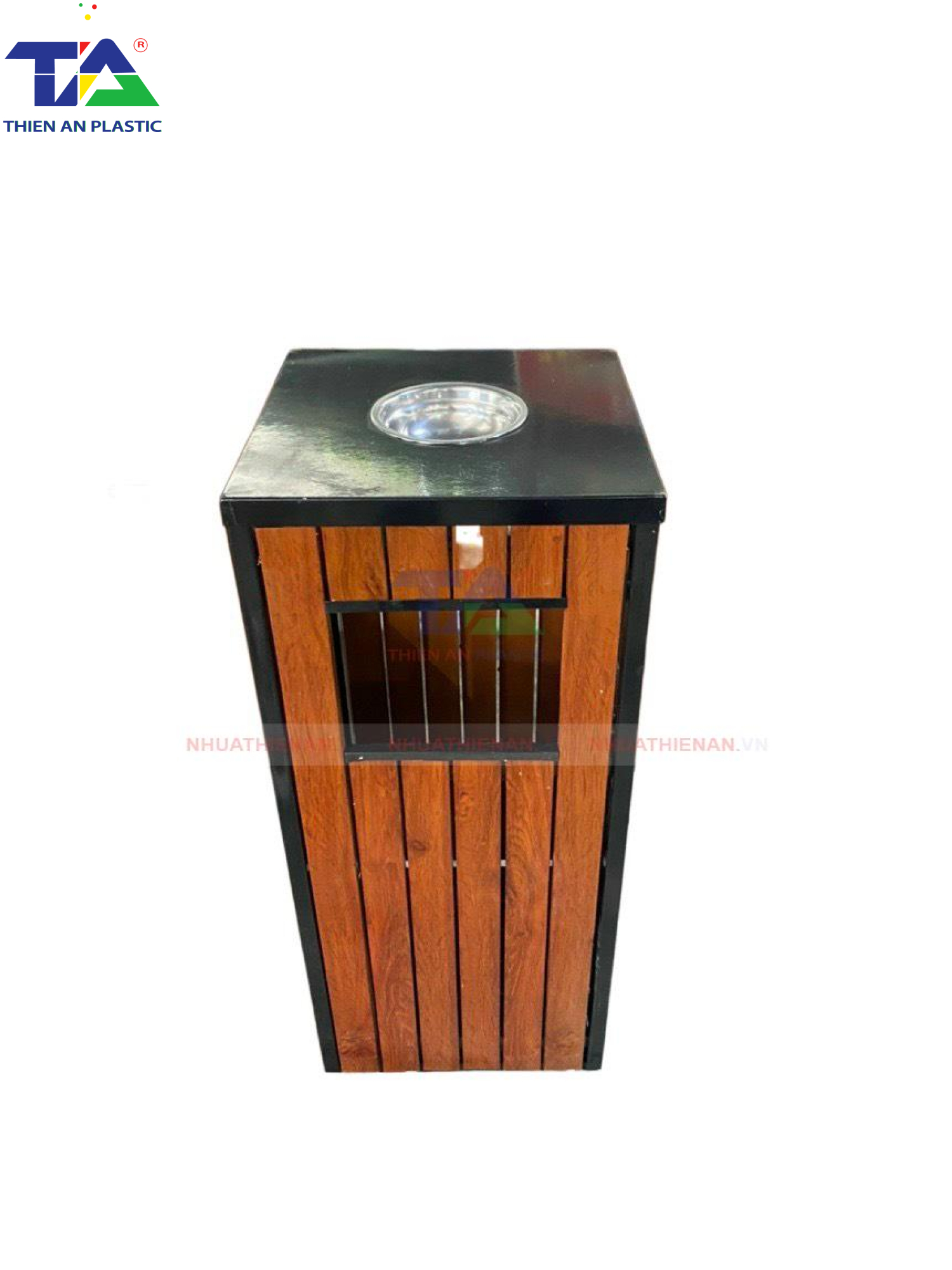 Thùng Rác Giả Gỗ Hình Vuông(KT: 350 x 350 x 800mm)