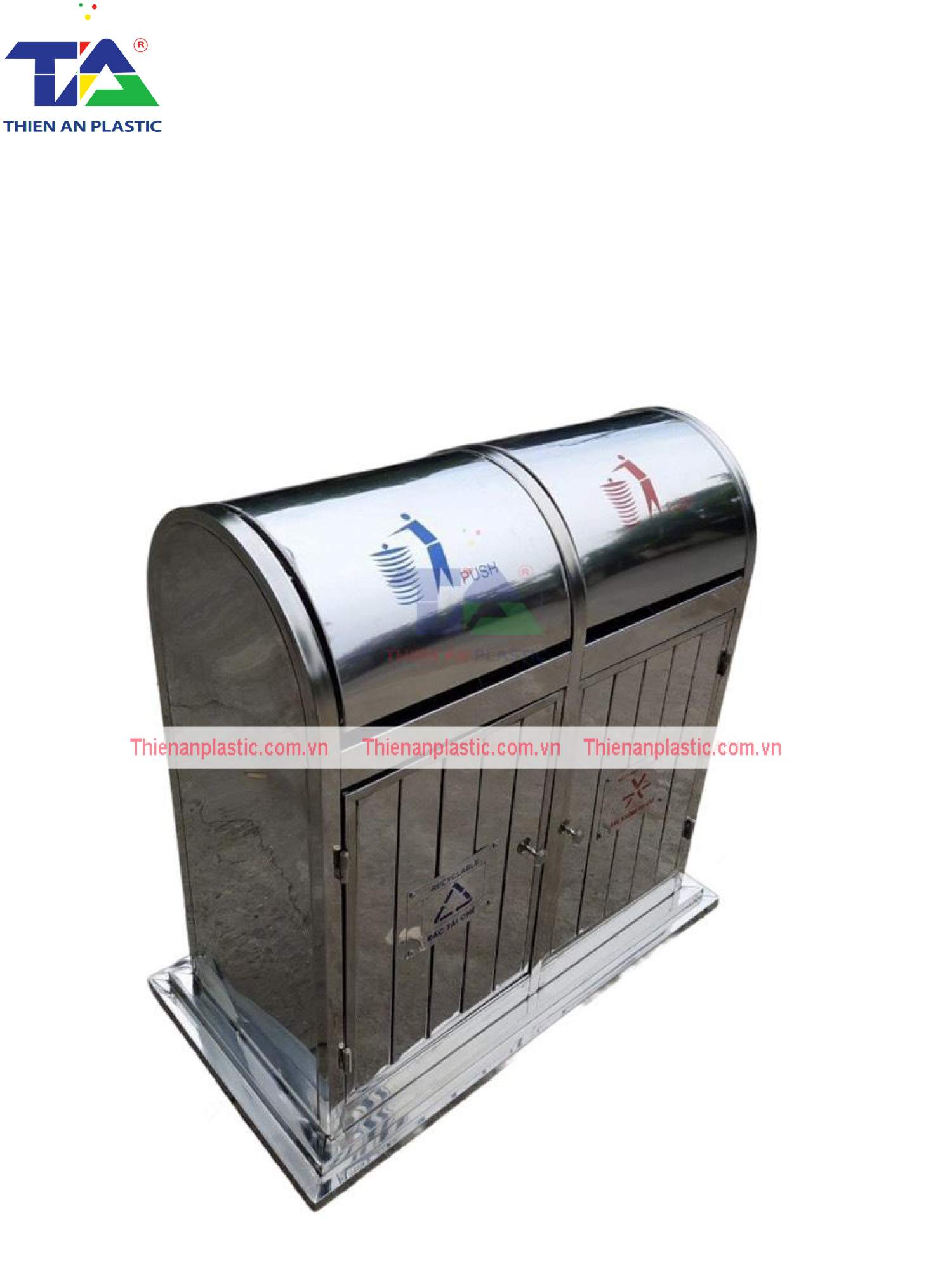 Thùng Rác Inox 2 Ngăn(KT: 890 x 480 x 900mm)