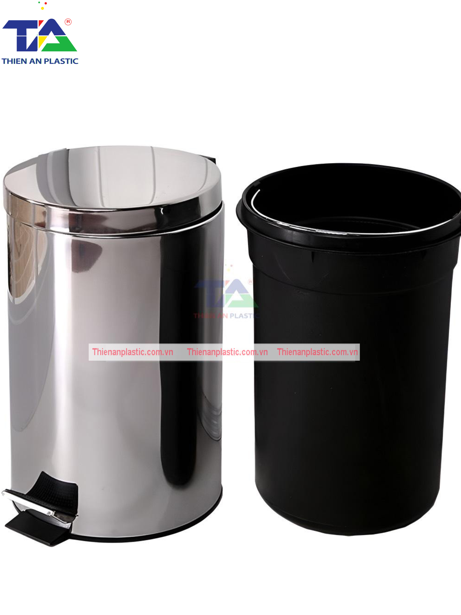 Thùng Rác Inox Đạp Chân Tròn 5L( KT: Ø205 x 285mm)