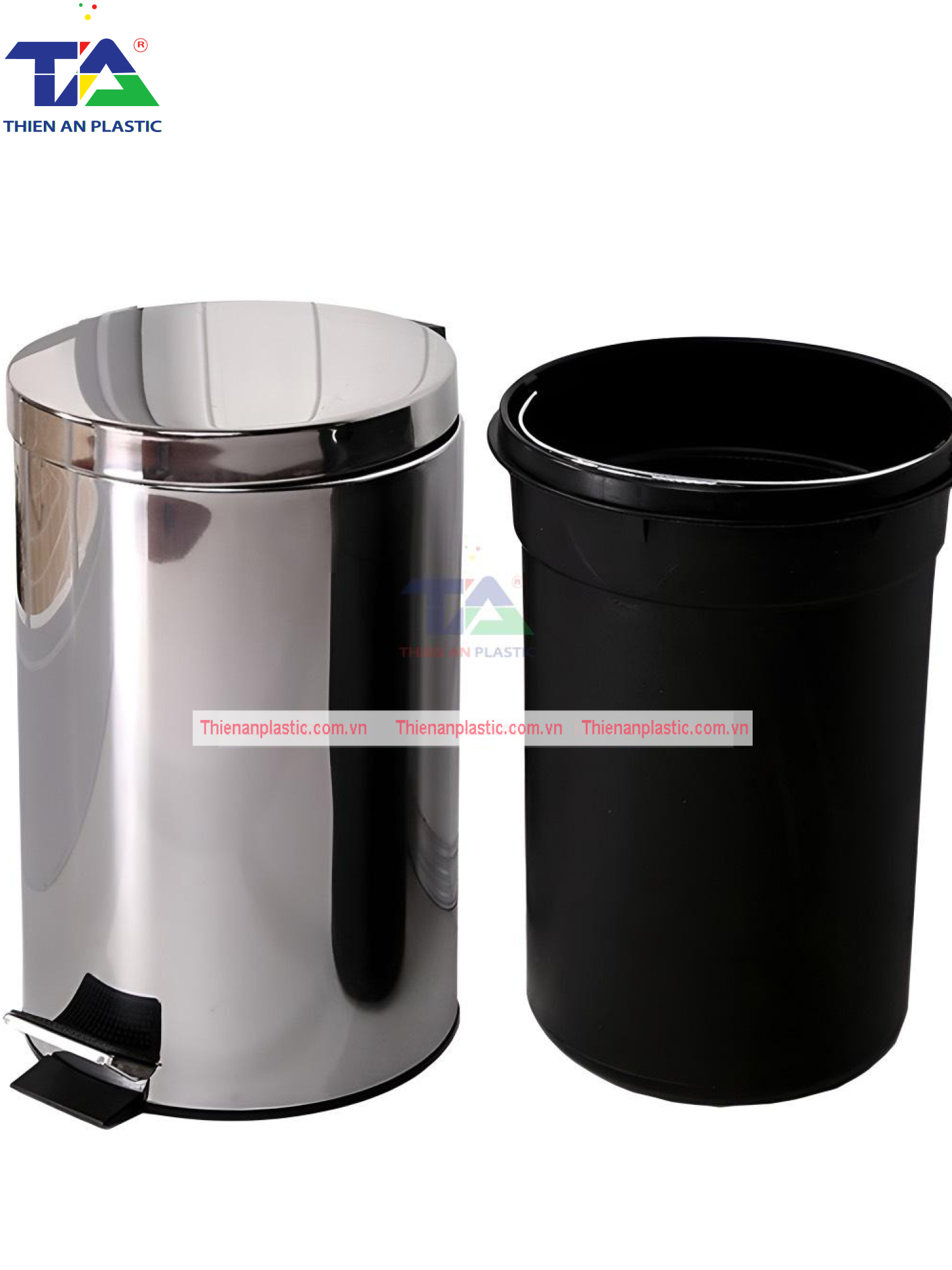 Thùng Rác Inox Đạp Chân Tròn 12L(KT: Ø250 x 395mm)
