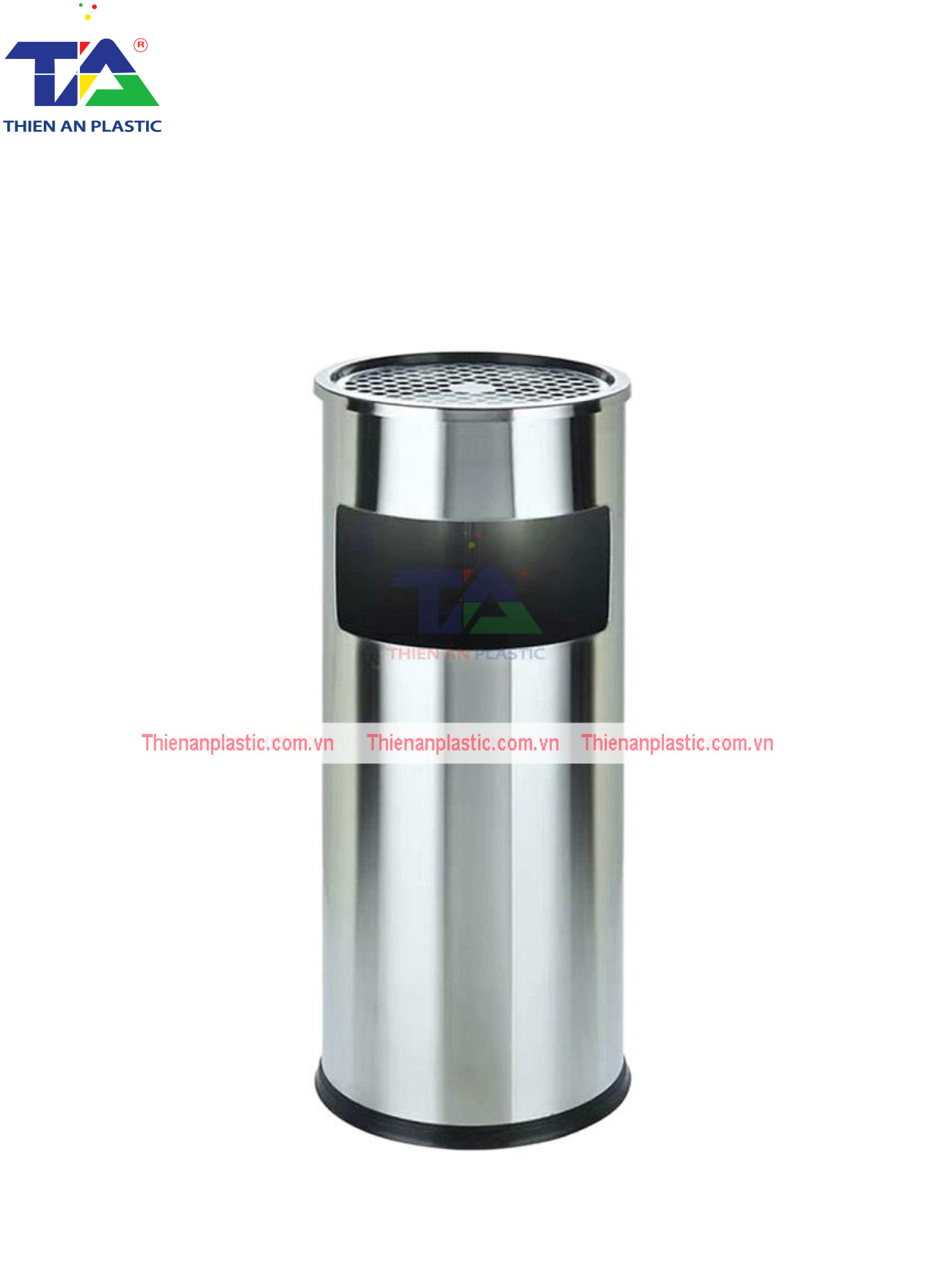 Thùng Rác Inox Gạt Tàn Tròn(KT: Ø300 x 610mm)