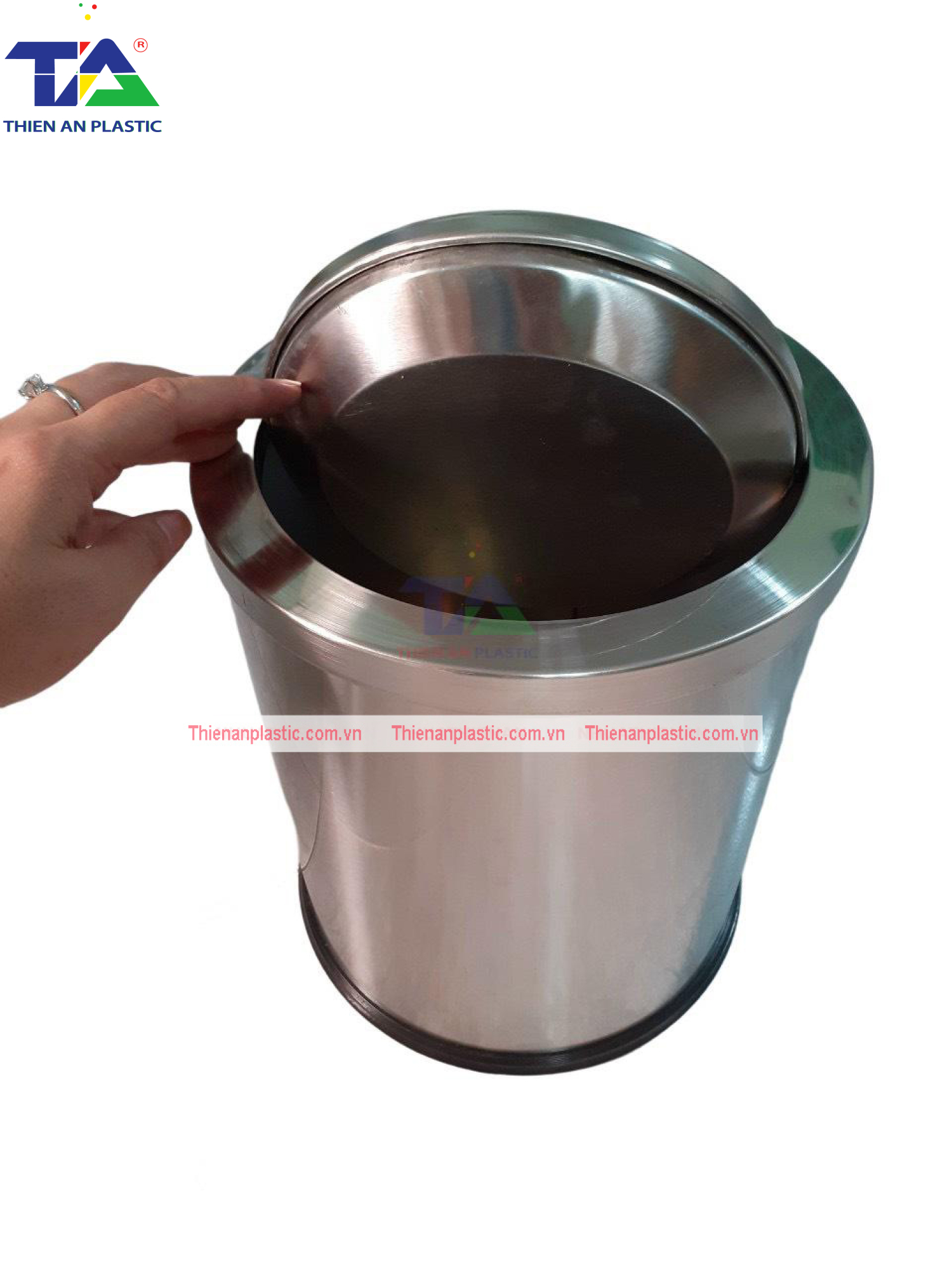 Thùng Rác Inox Nắp Lật TA2(KT: Ø380 x 730mm)