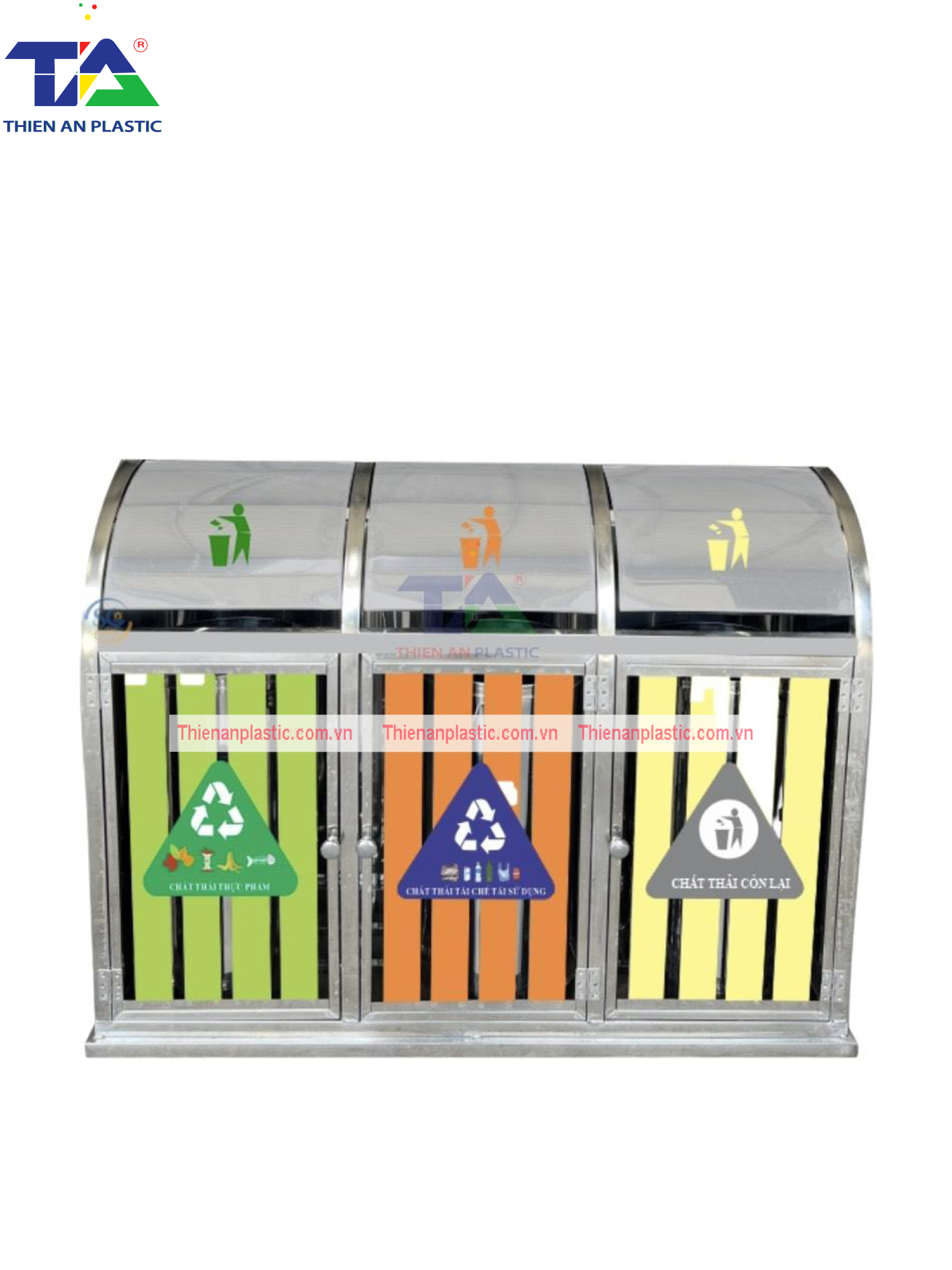 Thùng Rác Inox 3 Ngăn( KT: 280 x 480 x 890mm)