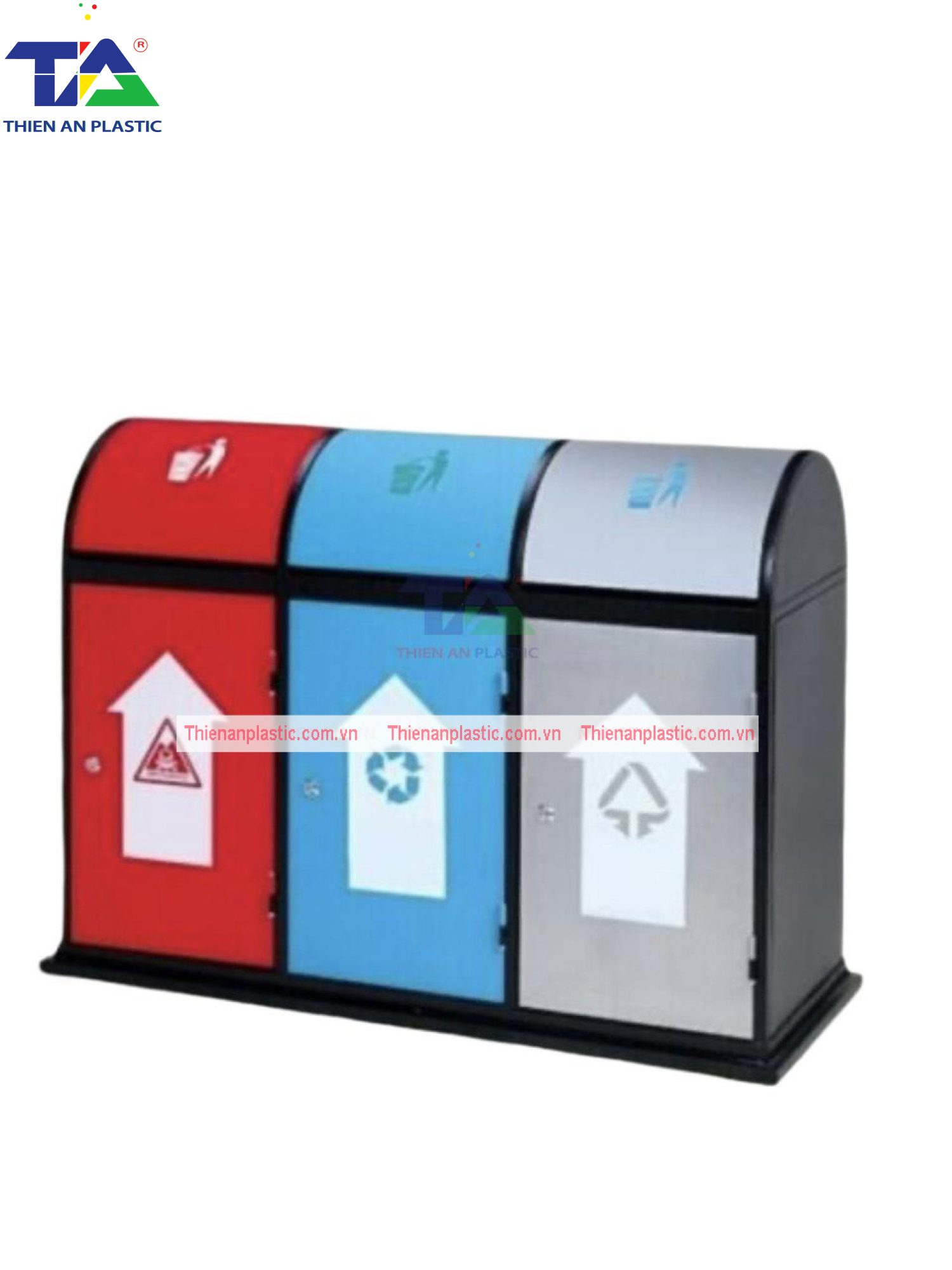 Thùng Rác Ngoài Trời 3 Ngăn(KT: 1280 x 480 x 890mm)