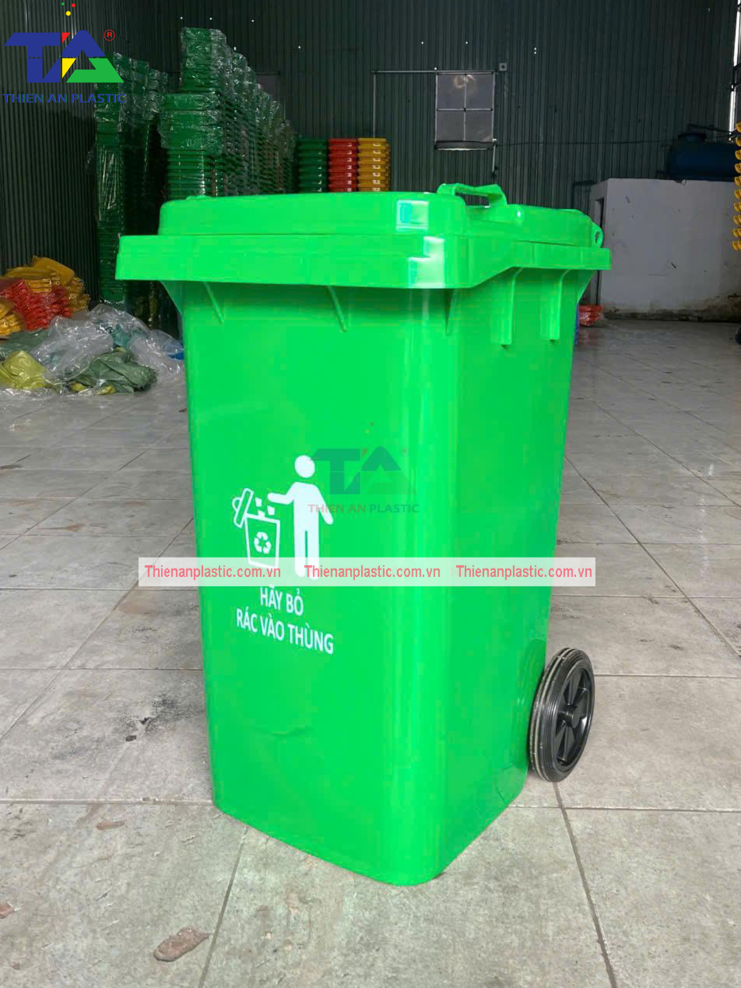 Thùng Rác Nhựa 100 Lít (KT: 530 x 470 x 790mm)