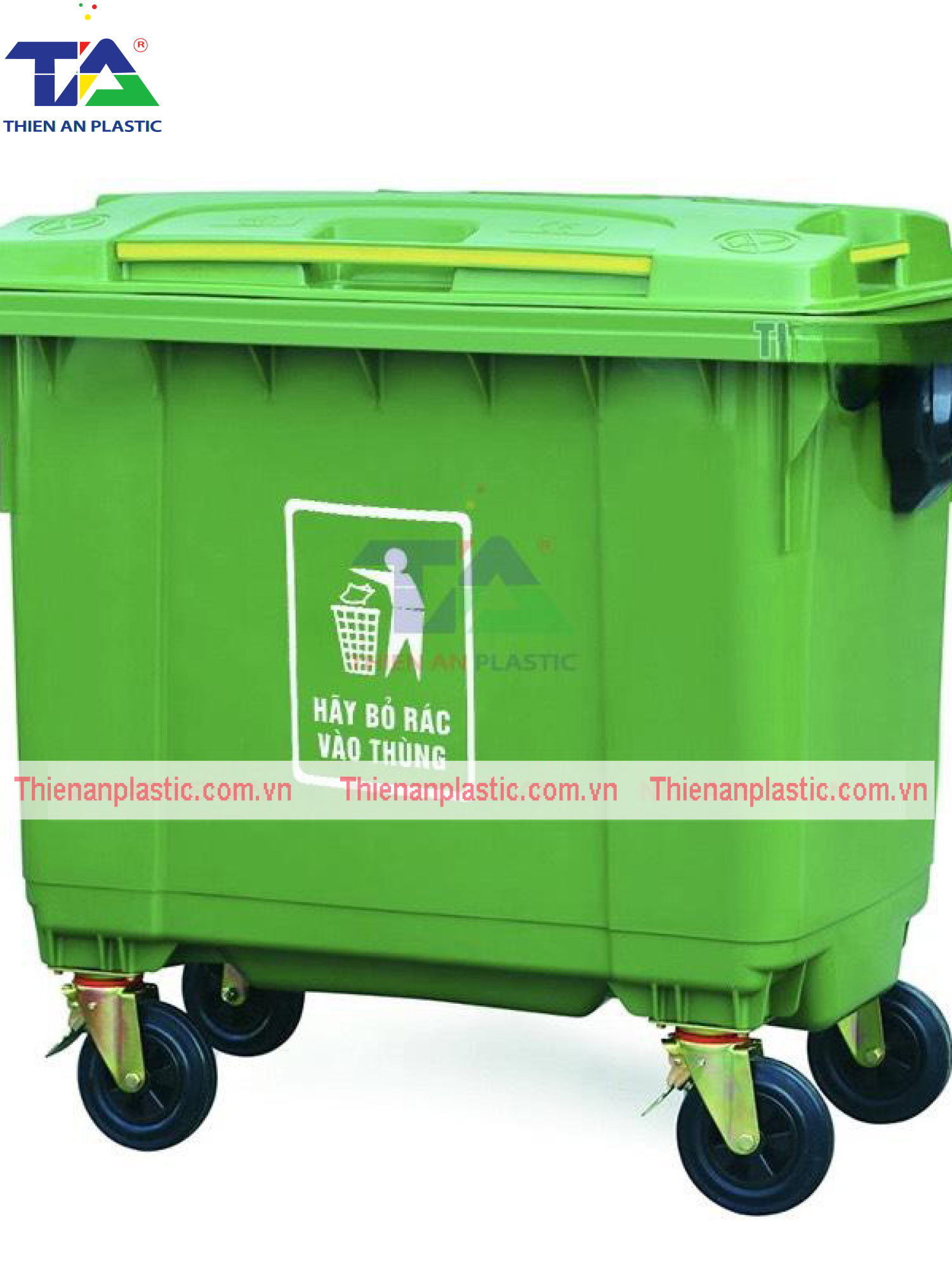 Thùng Rác Nhựa 660 Lít (KT: 1350 x 830 x 1110mm)
