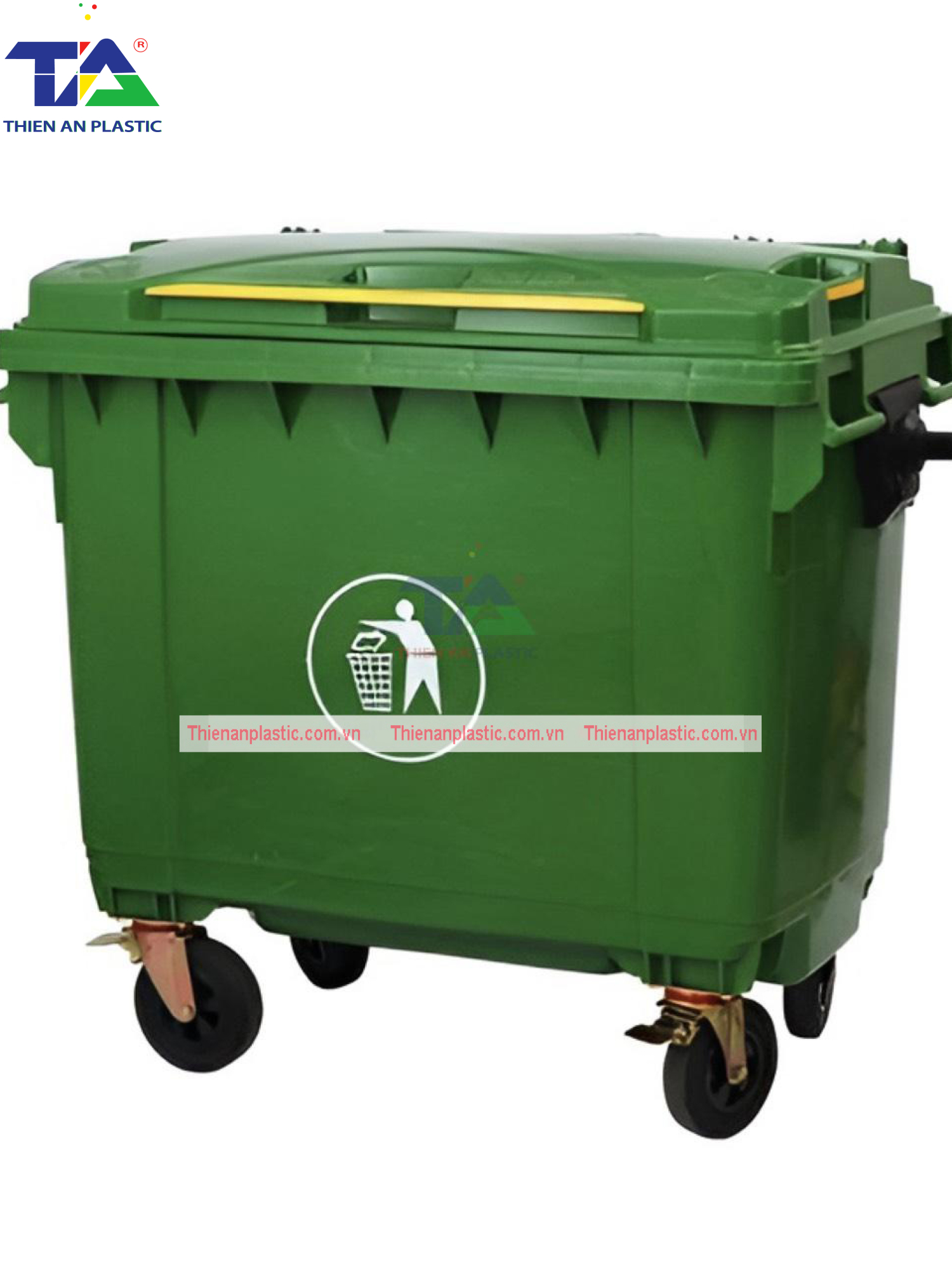 Thùng Rác Nhựa 660 Lít (KT: 1350 x 830 x 1110mm)