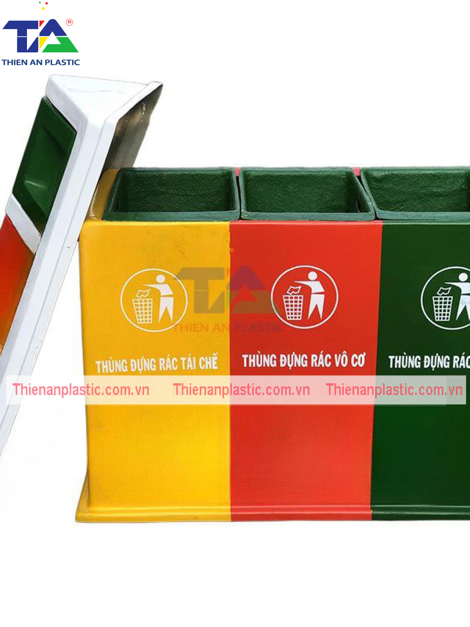 Thùng Rác Phân Loại 3 Ngăn Composite (KT: 1100 x 620 x 900mm)