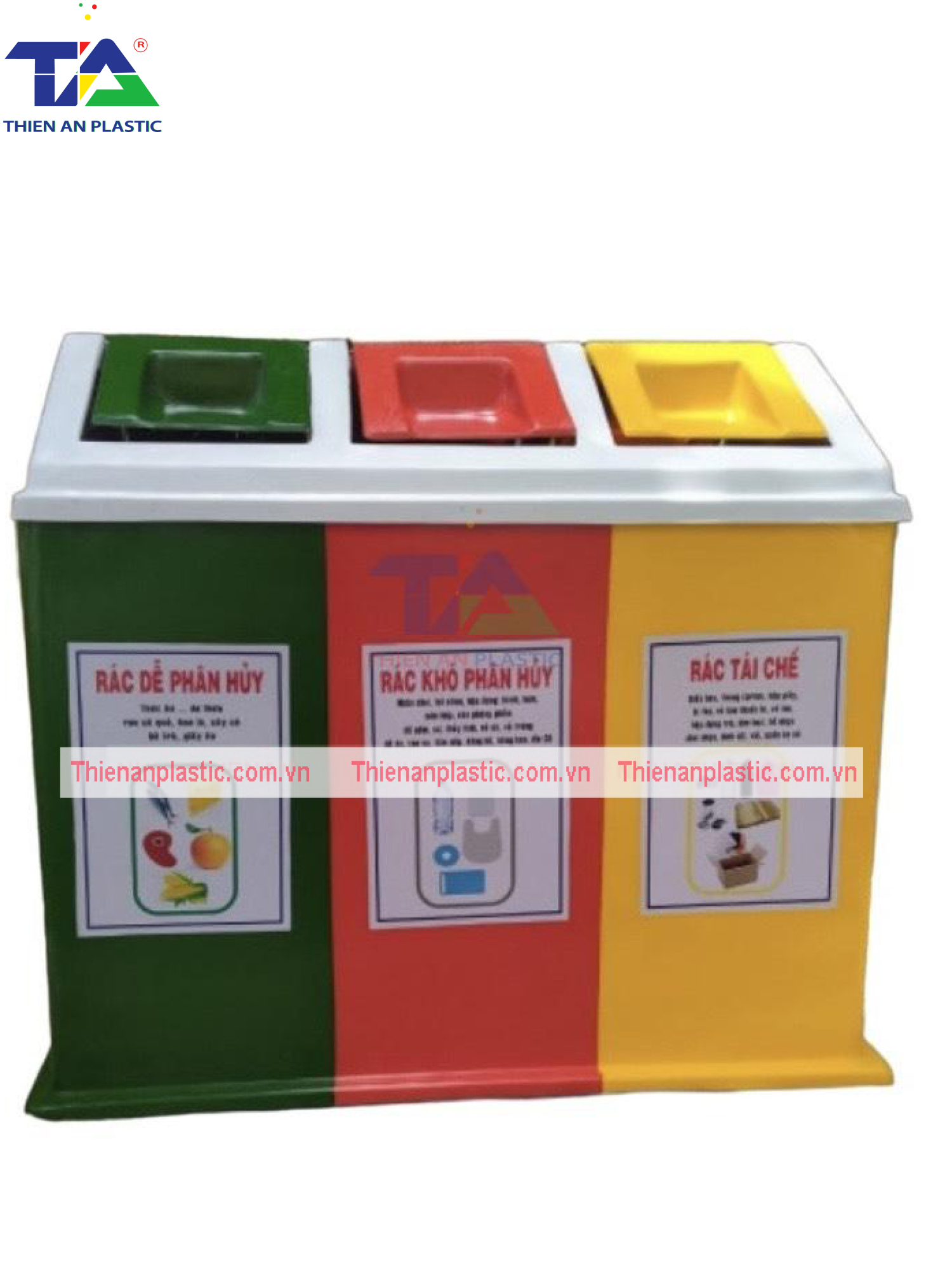 Thùng Rác Phân Loại 3 Ngăn Composite (KT: 1100 x 620 x 900mm)