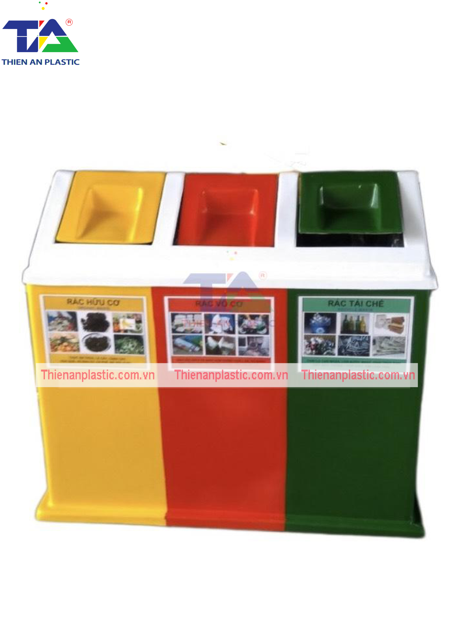 Thùng Rác Phân Loại 3 Ngăn Composite (KT: 1100 x 620 x 900mm)