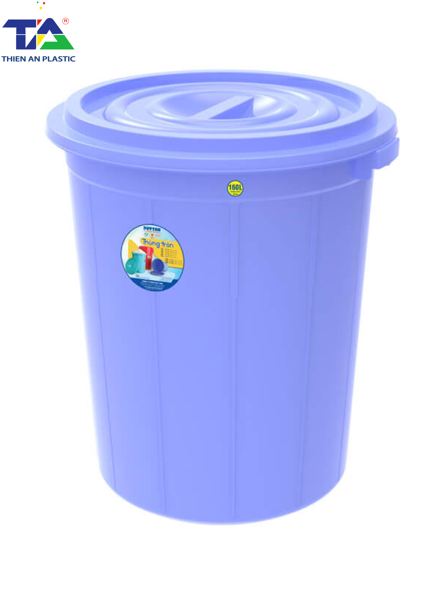 Thùng Tròn Có Nắp 160L (KT: 660 x 660 x H750 mm)