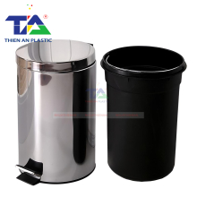 Thùng Rác Inox Đạp Chân Tròn 12L(KT: Ø250 x 395mm)
