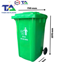 Thùng Rác Nhựa 240 Lít Dày (KT: 730 x 580 x 1070mm)