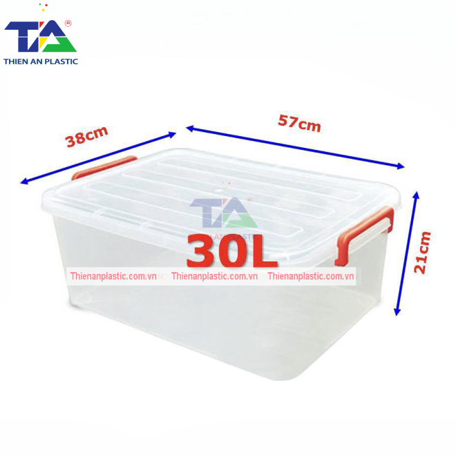Thùng Vuông Có Nắp 30 Lít (KT: 570 x 380 x 210mm)