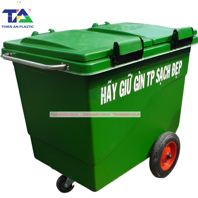 Thùng Rác Composite 660 Lít 3 Bánh Đúc (KT: 1350 x 900 x 1150mm)