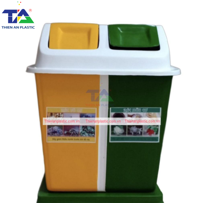 Thùng Rác Phân Loại 2 Ngăn Composite (KT: 740 x 450 x 740mm)