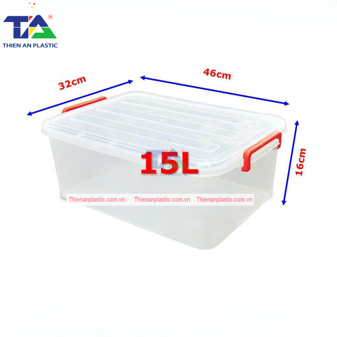 Thùng Vuông Có Nắp 15 Lít (KT: 460 x 320 x 160mm)